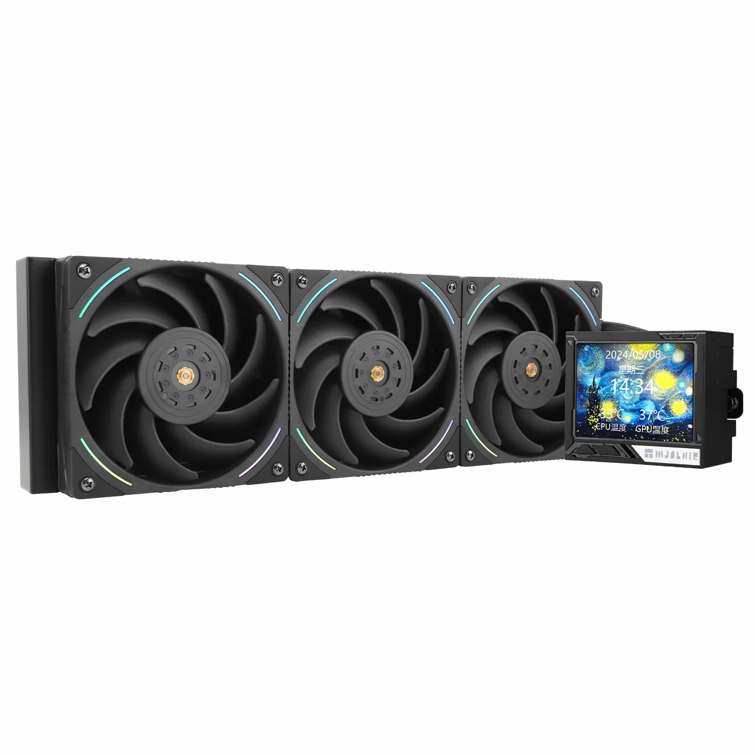 TR Mjolnir Vision 360 ARGB Black-AIO CPU Liquid Cooler, display LCD IPS con risoluzione 320 x 240, per AM4/AM5 e LGA1700/1851, '3,5 pollici'Display LCD assorbente