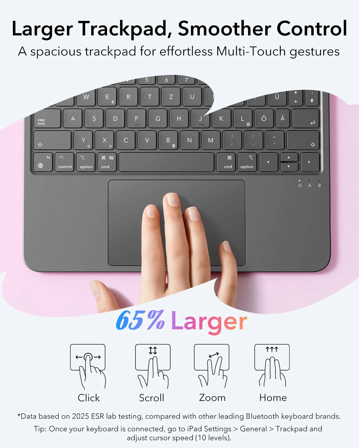 ESR iPad 11" (A16) 2025/10. Gen Flex Custodia con tastiera, tastiera magnetica ultra leggera rimovibile per iPad 10.9" con modalità di scrittura e visualizzazione, grande trackpad di precisione