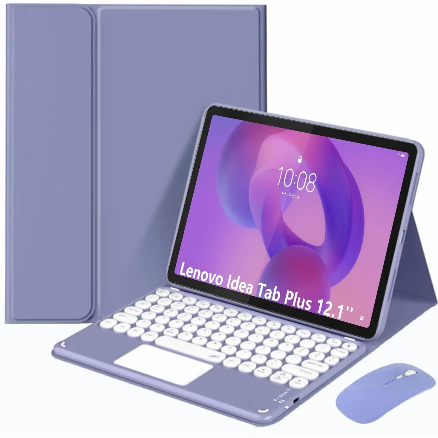Custodia con Tastiera per Lenovo Idea Tab Plus 12,1 Pollici/Tab K12 Modello 2025 (TB361ZU/TB361FU), Layout Italiano Tastiera Rimovibile con Touchpad Intelligente con Mouse,Viola