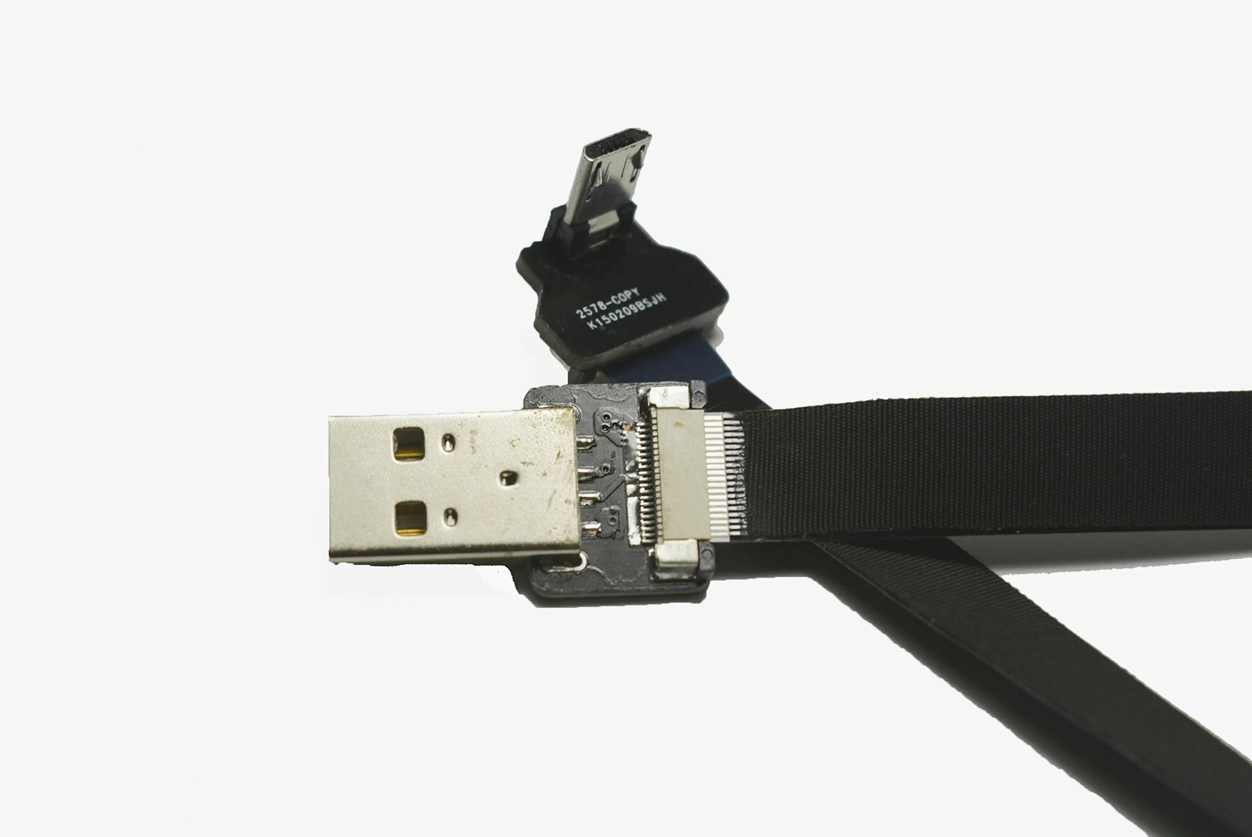 Lungo flessibile Ulter Flat Slim USB cavo Micro USB 90 gradi angolo maschio a USB standard A maschio per la ricarica e la sincronizzazione, nero 50 cm