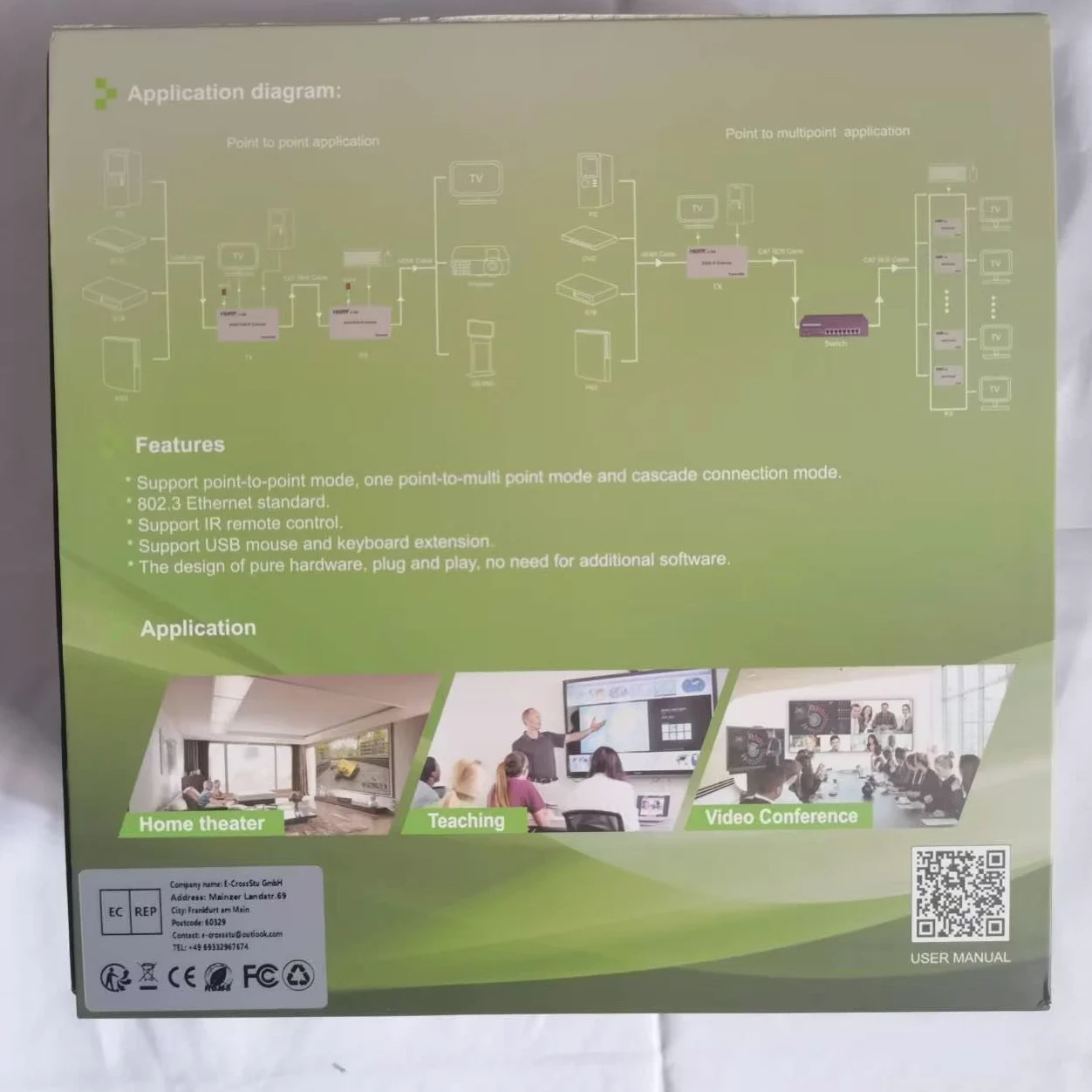 Swallows 200M HDMI KVM IP Extender over IP RJ45 Ethernet CAT6 6A Trasmettitore 1TX a 20RX e USB a cascata mouse su UTP / STP H.264 (TX+RX)