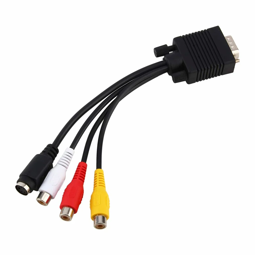PUSOKEI Ad alte prestazioni VGA SVGA a S-video 3 AV TV Adattatore convertitore connettore cavo per PC portatile