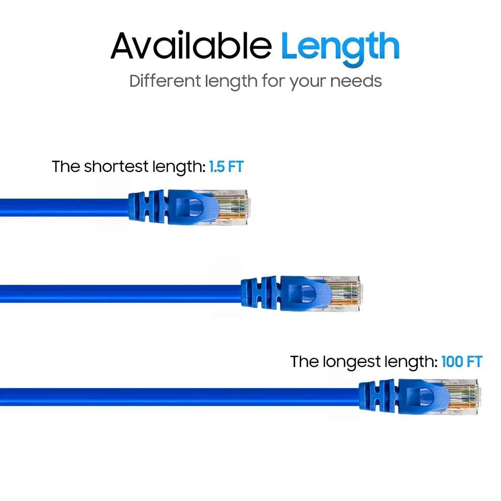 Cmple Cavo Ethernet Cat6, 10 Gbps, cavo di rete per computer con connettori RJ45 placcati oro, cavo LAN Ethernet Cat6 da 550 MHz, supporta standard Cat6, Cat5e, Cat5, 3 m, blu
