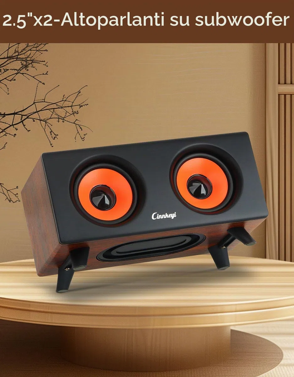 2.1 Altoparlante per computer con subwoofer, altoparlante stereo doppio, Bluetooth/USB Dual Mode, controllo volume, sistema audio desktop per computer portatile/PC