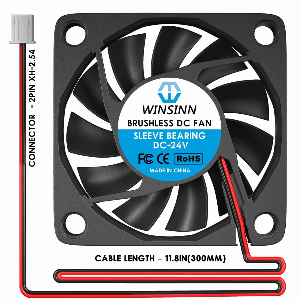 WINSINN Ventola CC 6010 da 60 mm, 24 V, con cuscinetto a manicotto, raffreddamento senza spazzole, 60 mm x 10 mm, 2 pin (confezione da 4 pezzi)