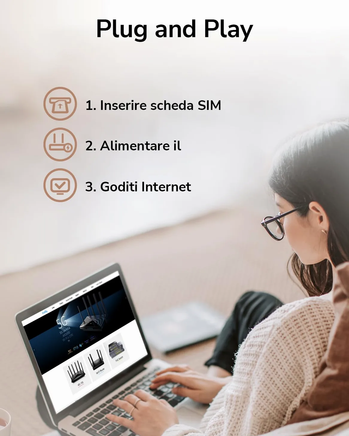 Cudy AC1200 WiFi Mesh Router 4G LTE Con Sim, Dual-Band 1200Mbps,4 porte 100Mbps LAN/WAN, 4 antenne 5 dBi, DDNS, FDD and TDD, VPN, SIM Collega e usa, Alternativa per ADSL, LT500