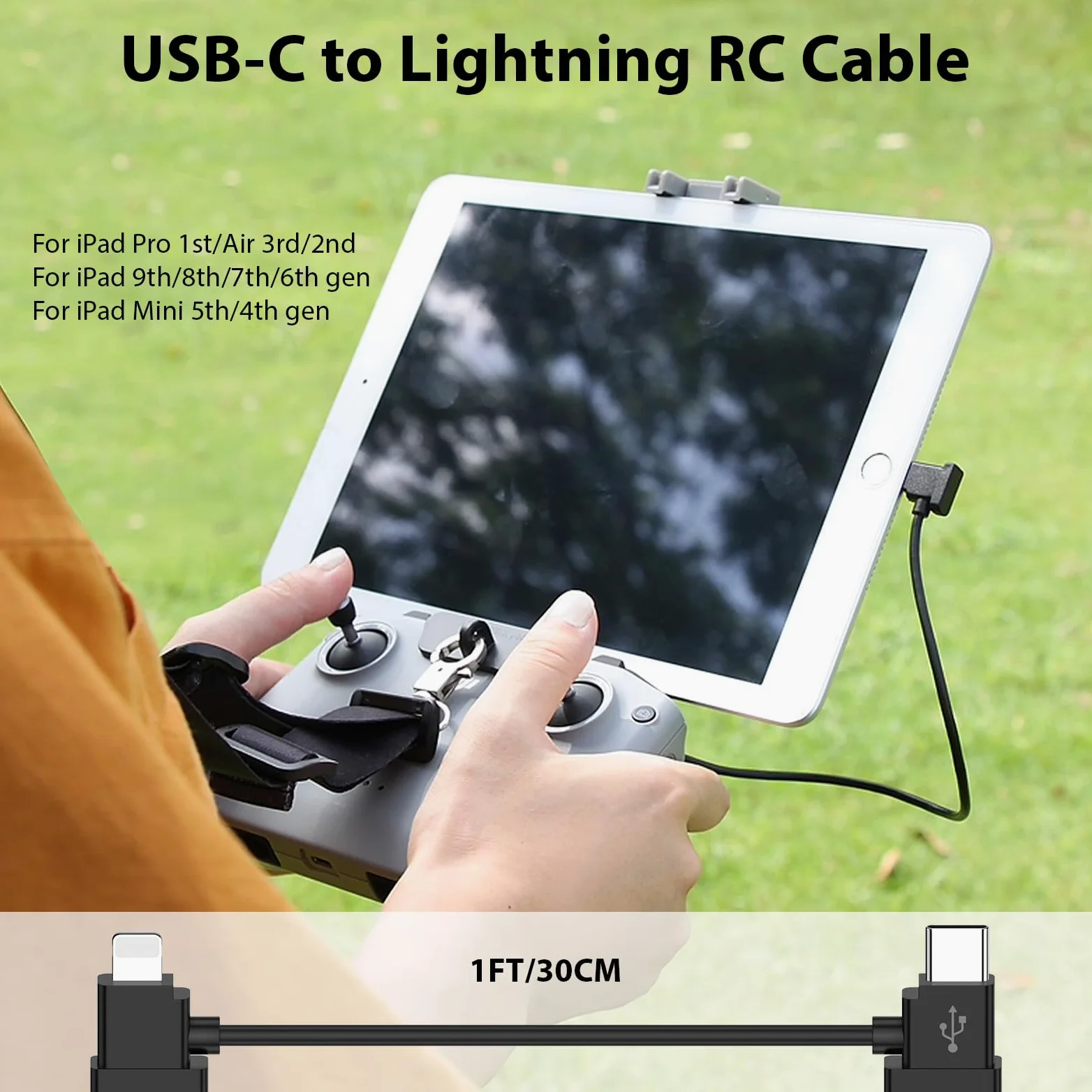 Cavo dati da Lightning a USB-C per controller DJI Drone RC-N1/N2/N3, Link per iPhone 14 13 12 11 Pro Max iPad, per DJI Mavic serie 3, Neo, Mini 4 3 Pro 2 SE, Air 3S 3 Drone, 0,3 m