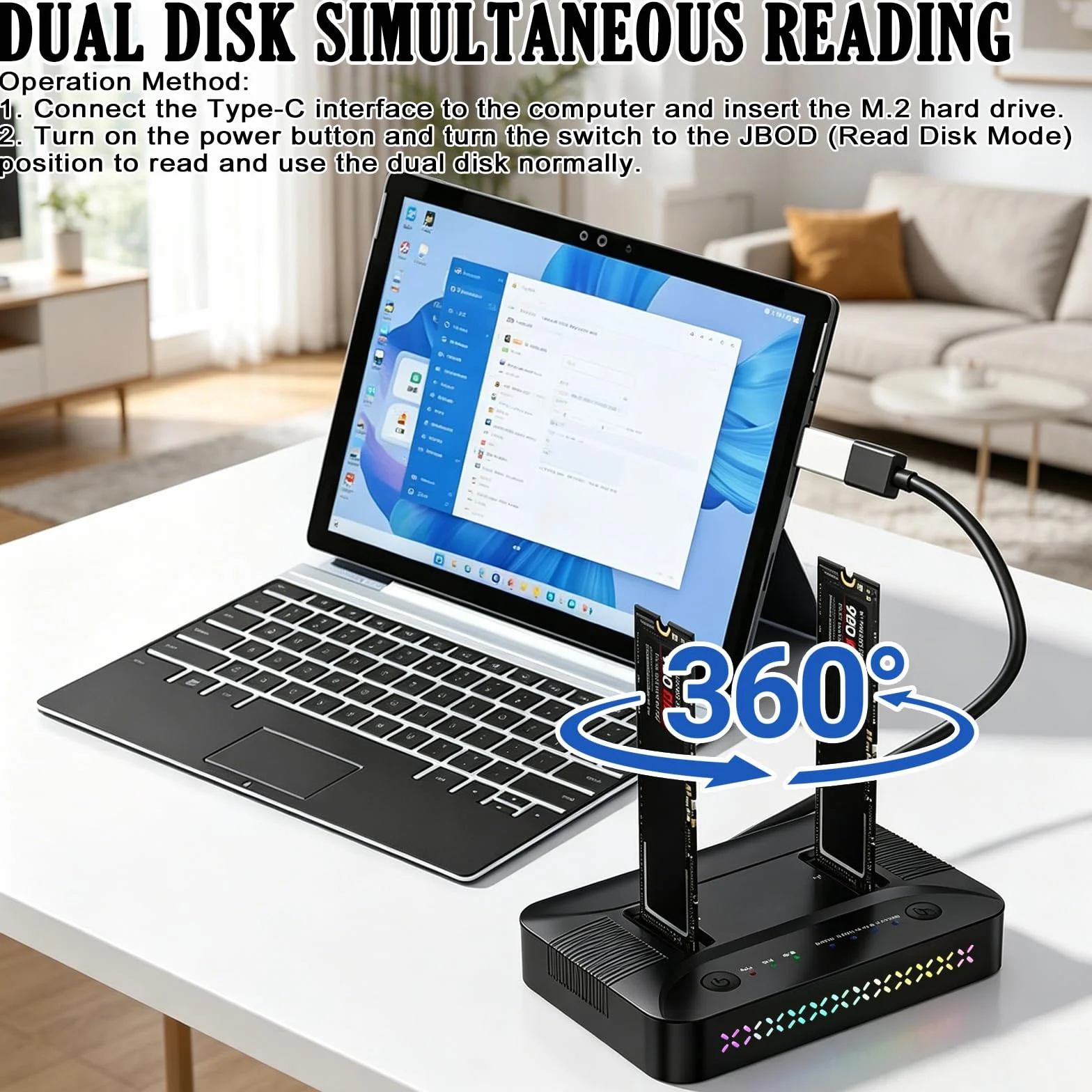 M.2 NVMe SATA SSD Clone Dock, USB 3.2 Gen 2x2 20Gbps Dual Bay M2 NVMe SSD Case Docking Station Reader Duplicator con Clonazione Offline Hard Disk Docking Station Clone Station per 2230/2242/2260/2280