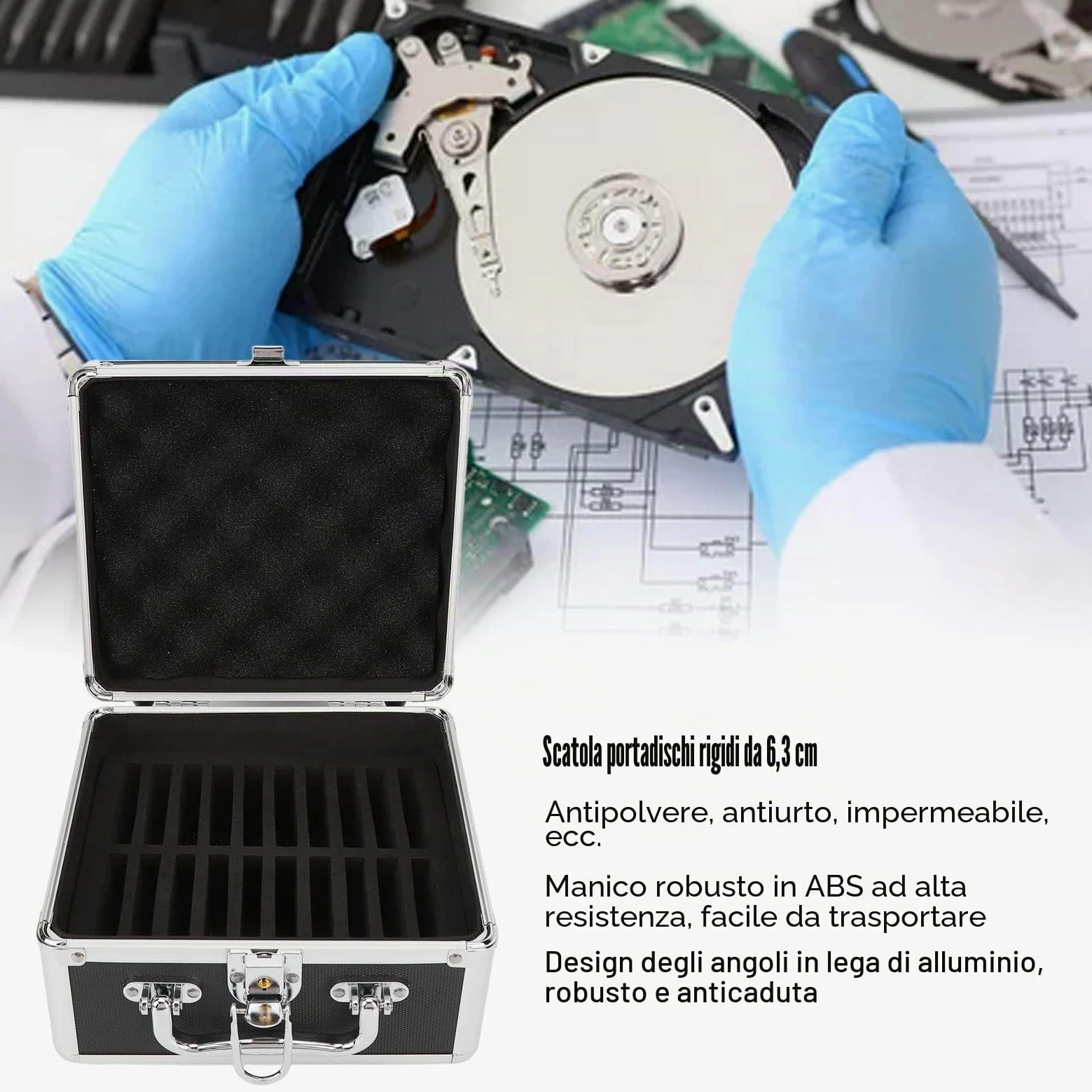 Cocoarm Scatola di Immagazzinaggio per Dischi Rigidi da 2,5 Pollici, 20 Alloggiamenti, Custodia Protettiva con Serratura di Sicurezza e Cuscinetto Tampone