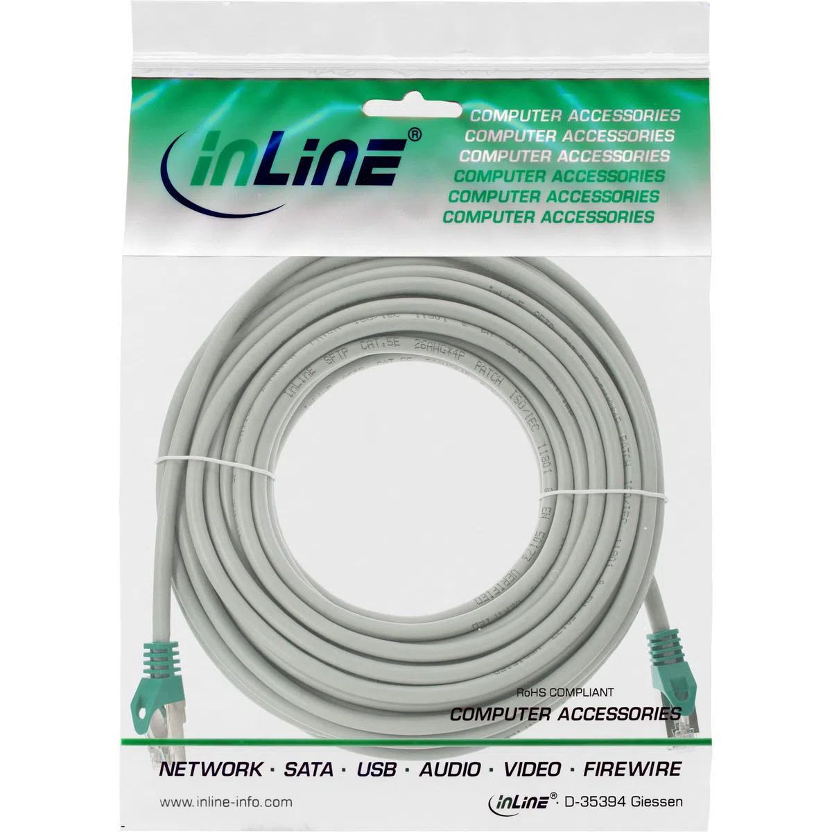 InLine 10m S-FTP Cat5e Crossover cavo di rete Grigio