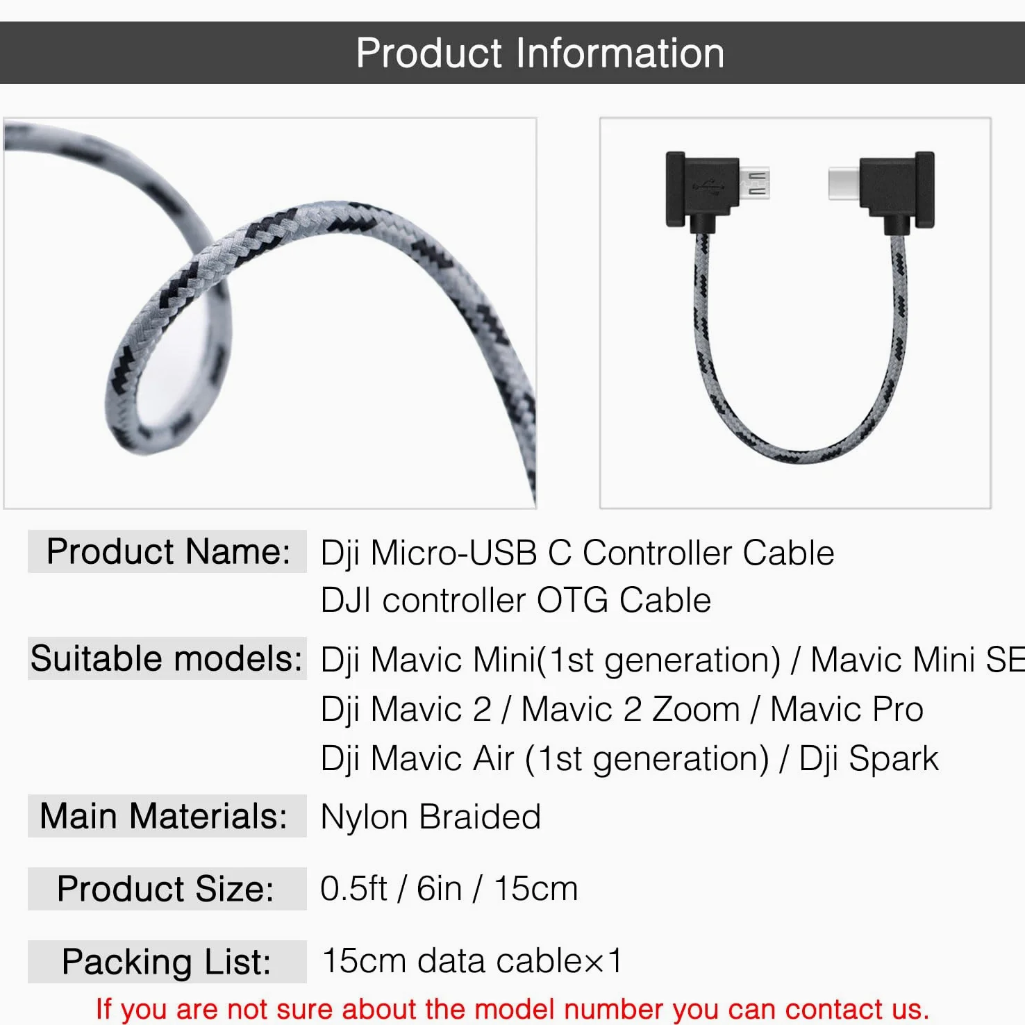 Cavo da micro a USB C per controller remoto per iPhone 17/16/15 Pro Max, DJI Mavic Mini/Mini SE/Mavic 2 Pro/Zoom/Mavic Air/Pro/Spark, cavo OTG da drone a tablet, accessori per cavo dati OTG connettore