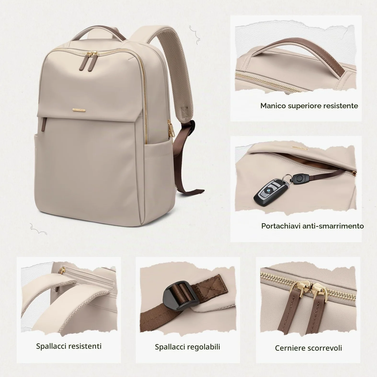 GOLF SUPAGS Zaino Porta PC Donna da 15.6 Pollici, Zaino Antifurto Donna Lavoro, Zainos Casual Daypacks per Università, Viaggi, Lavoro, Scuola