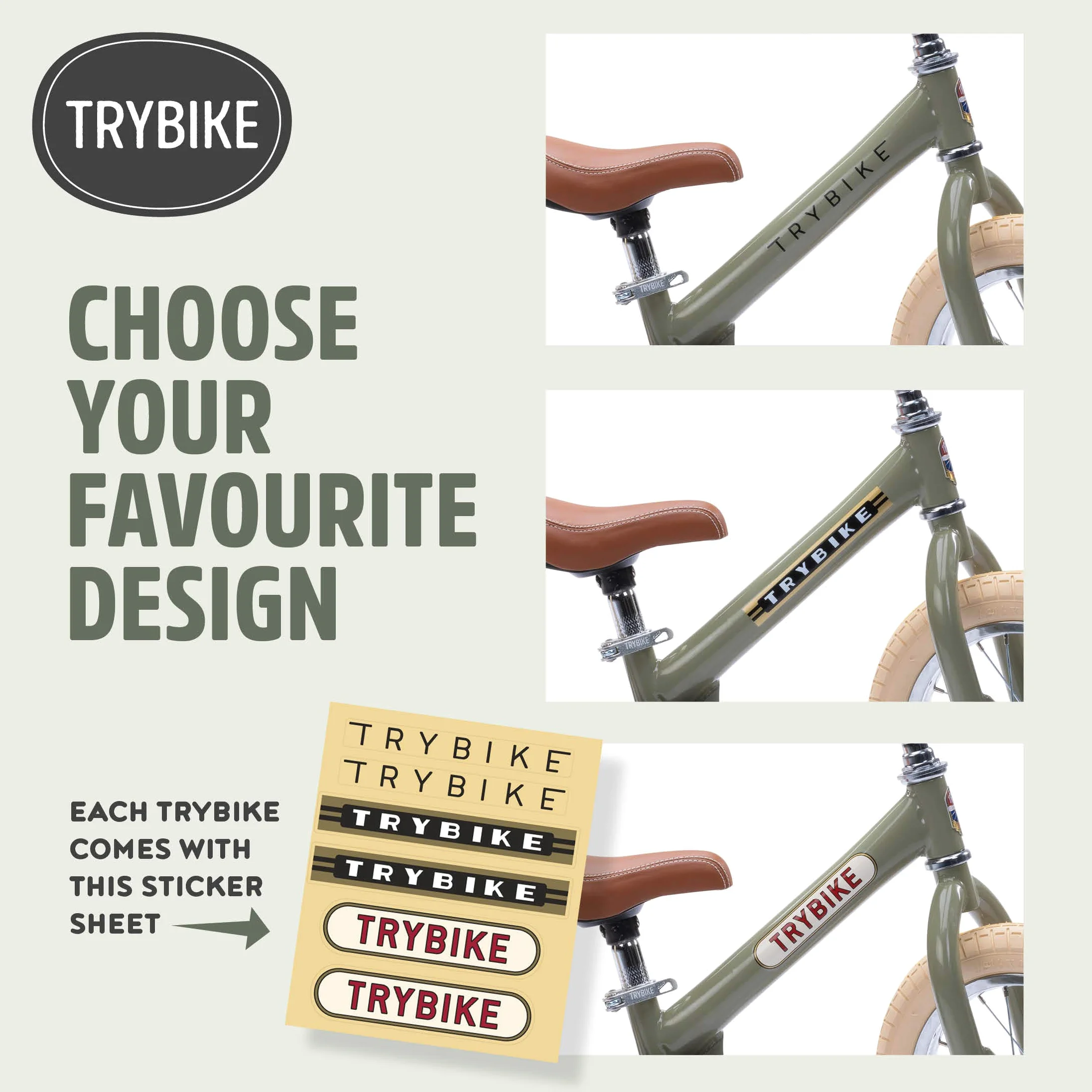 Trybike compatible - 2 Wheel Steel, Vintage Green