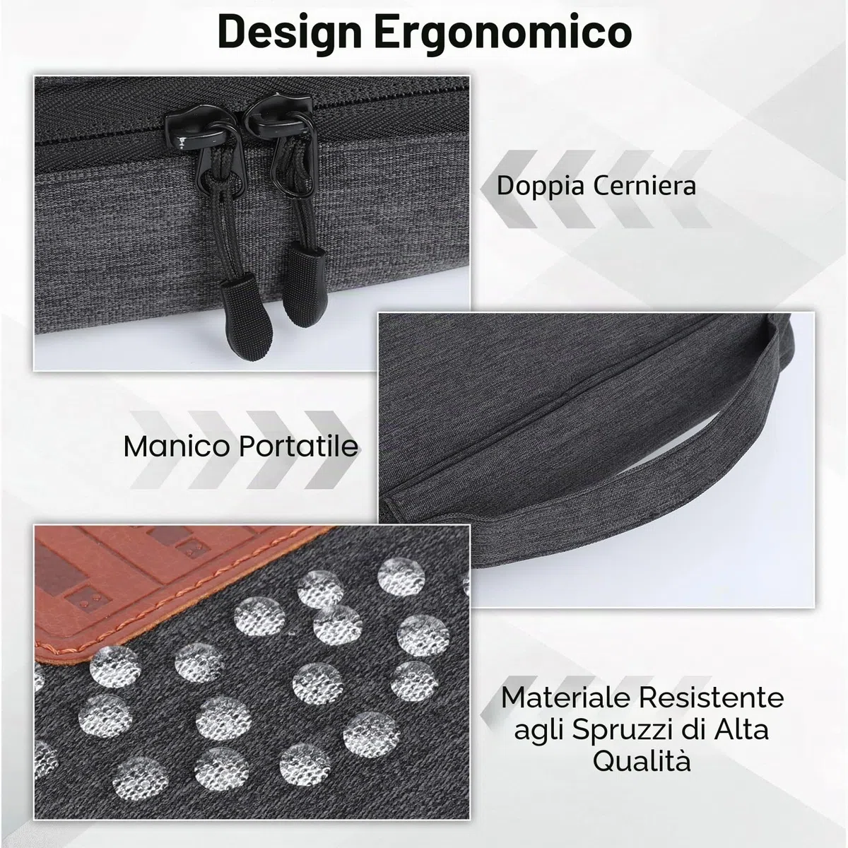Cozary Organizzatore di Cavi, Organizer Viaggio per Accessori Elettronici, Organizer Cavi, Doppio Scomparto con 5 Cinghie, per Cavi USB, Schede SD, Caricabatterie, Disco Rigido