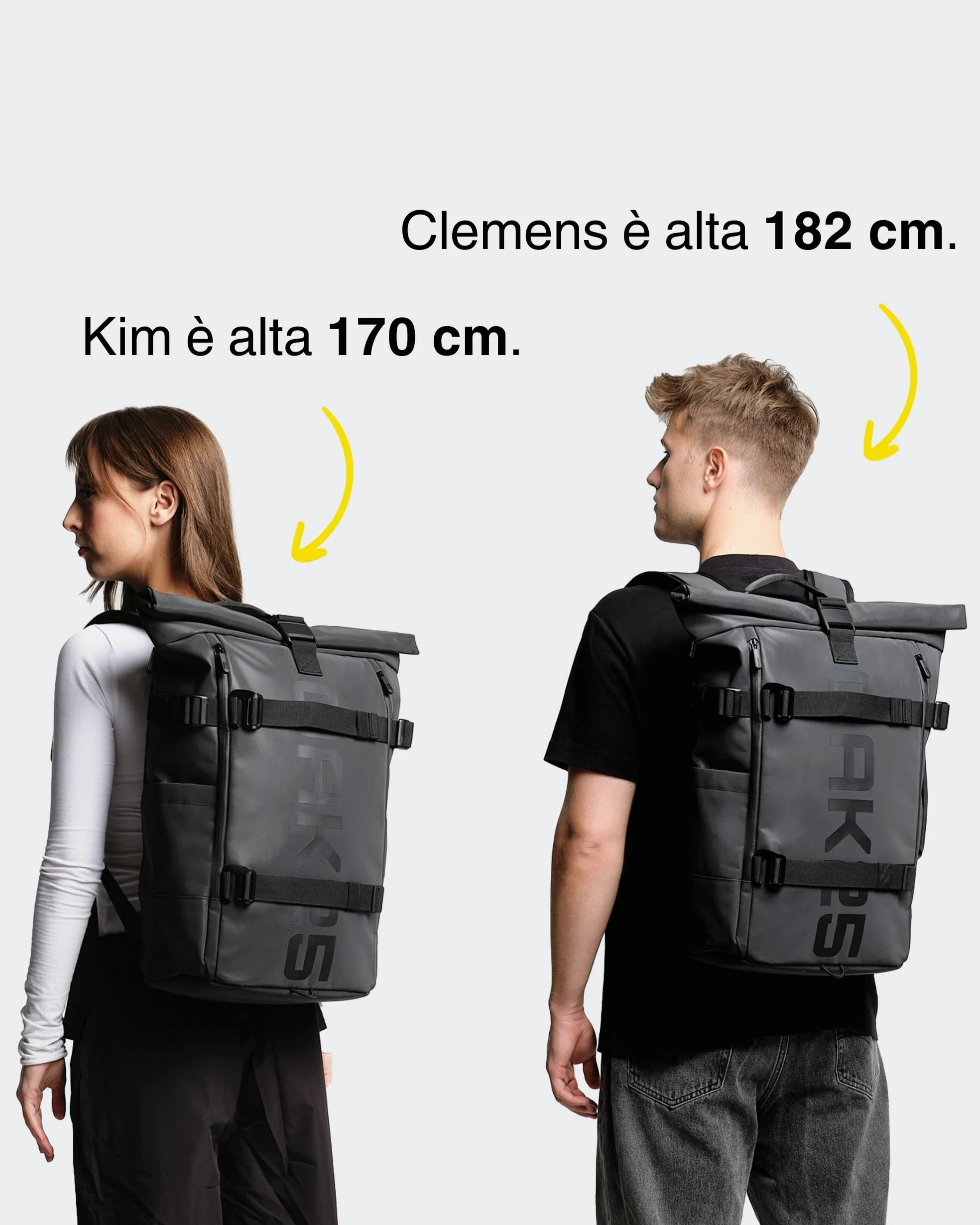 OAK25 Zaino Rolltop Riflettente da Donna & Uomo Nero - Luminite Rolltop - Zaino Roll Top per il Lavoro e la Bicicletta - Scomparto per Laptop fino a 16 Pollici - 23L Riflettente