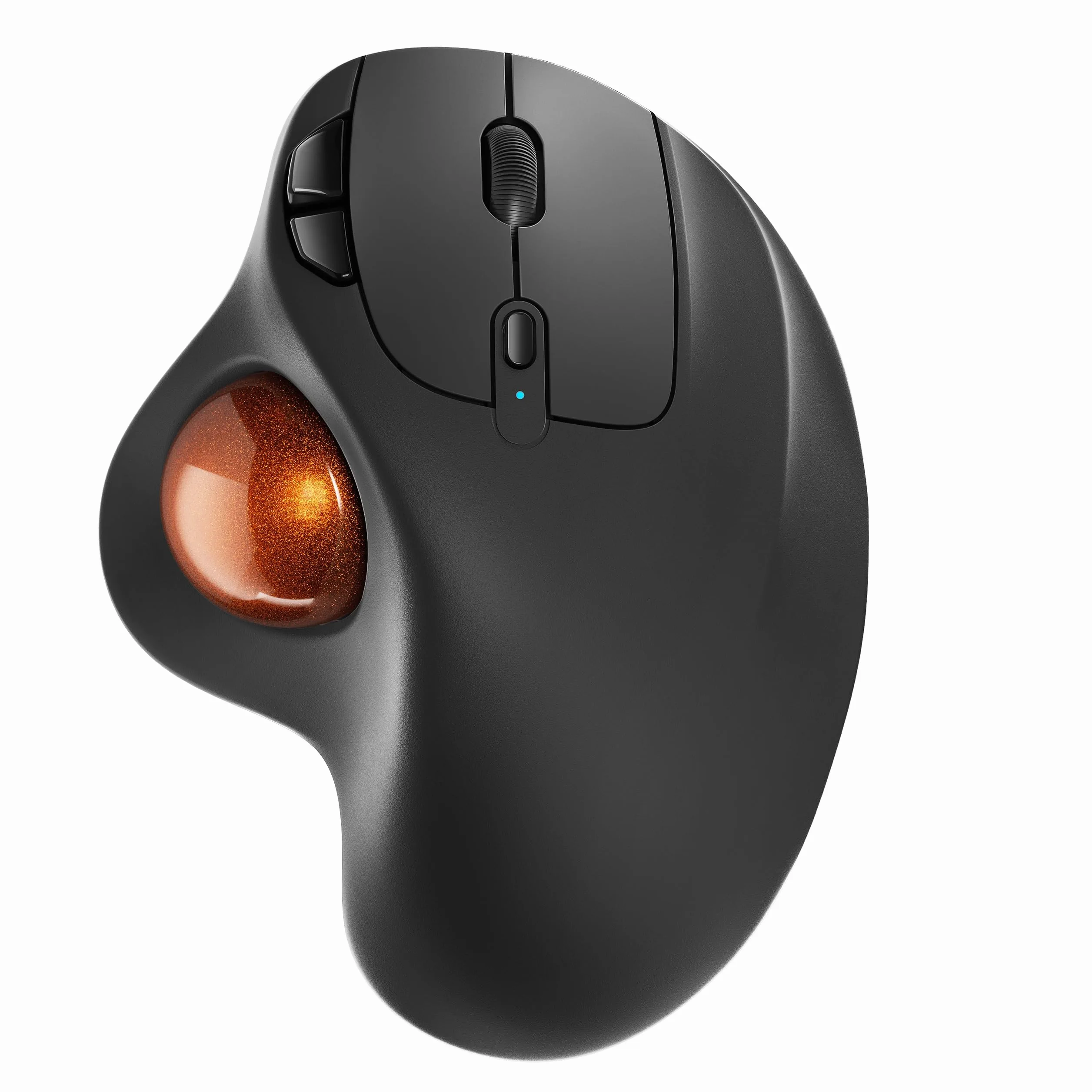 Nulea Trackball wireless M501: ricaricabile, ergonomico, azionato con il pollice, preciso, 3 dispositivi via Bluetooth/USB, adatto per PC, laptop, Mac, Windows (arancione scuro)