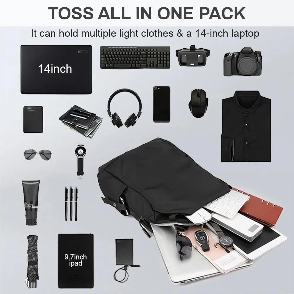 Aucuu Zaino Porta PC, 14" Uomo Laptop Borsa per PC Portatile, Zaino Laptop con Tasche Multiple, Zaini Impermeabile da Uomo, per Scuola, Lavoro, Viaggio