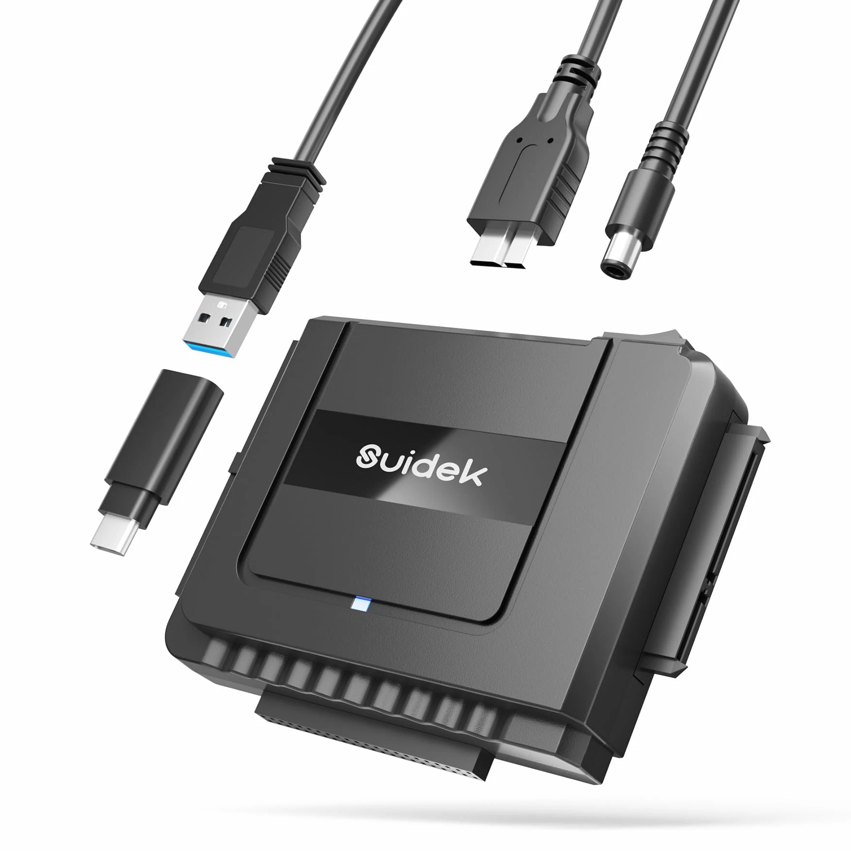 SUIDEK Adattatore da USB C a SATA IDE, adattatore per disco rigido IDE esterno per disco rigido universale da 2,5/3,5 pollici HDD/SSD, kit convertitore SATA con adattatore di alimentazione 12V/2A