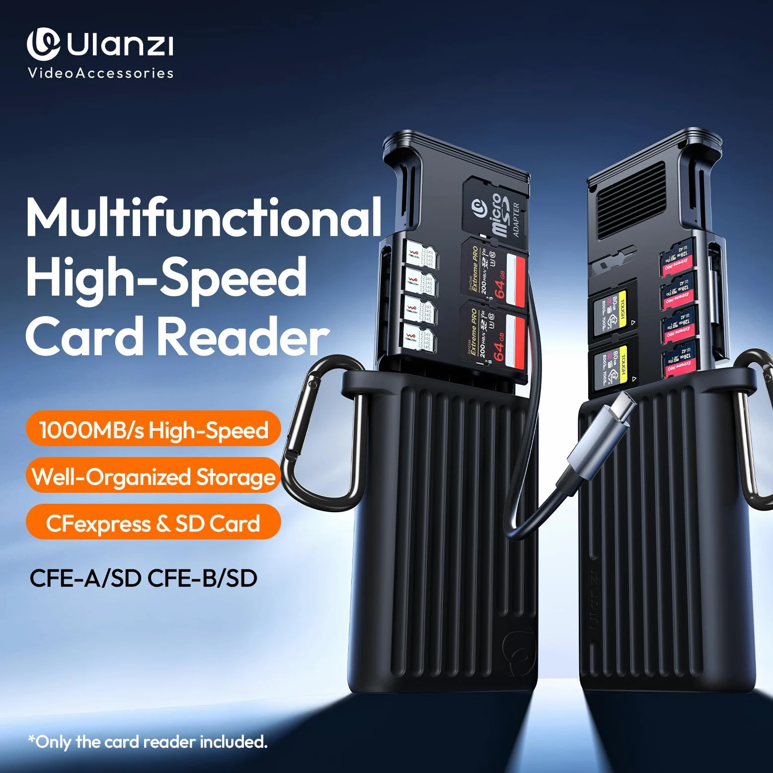 ULANZI MCR-01 - Custodia per lettore di schede SD ad alta velocità, lettore di schede USB 3.2 CFexpress A, 2 in 1, supporto per lettore di schede SD/Micro SD, custodia impermeabile, custodia per