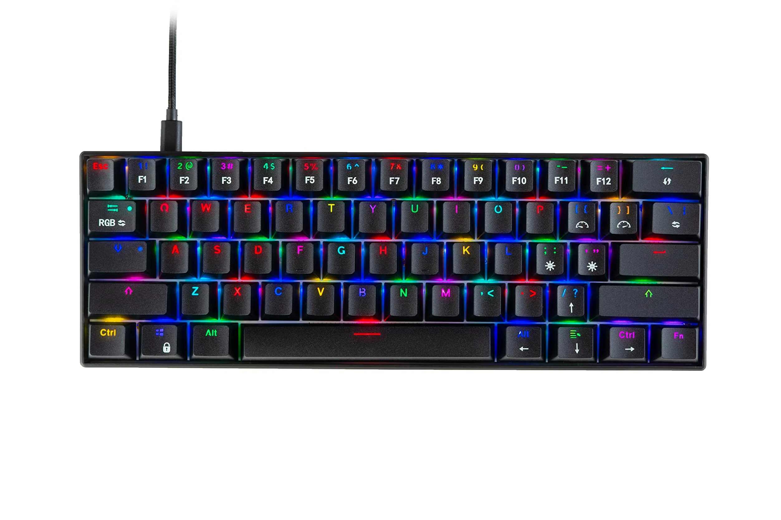 Cosmic Byte CB-GK-21 Themis 61 Key Mechanical Per Key RGB Gaming Keyboard with Outemu Blue Switches & Software (Black, USB-A Connectivity) | Adjustable Backlight | Lighting Effects | Gaming Keyboards