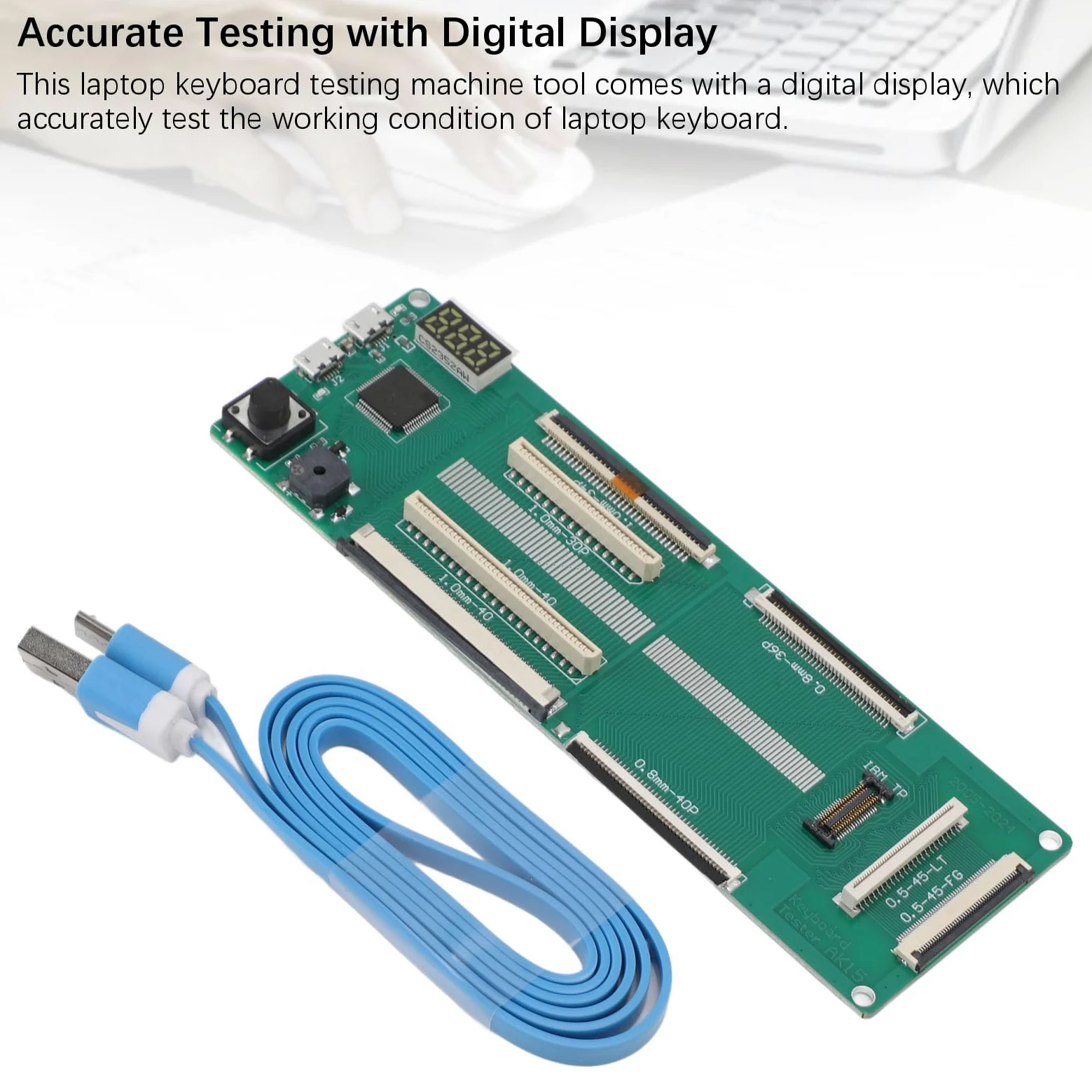 Generic Tester per Tastiera Portatile Strumento di Test Durevole con Display Digitale per Varie Marche di Tastiere Design Portatile con Cavo USB, Dimensioni Compatte per gli Appassionati di Tecnologia