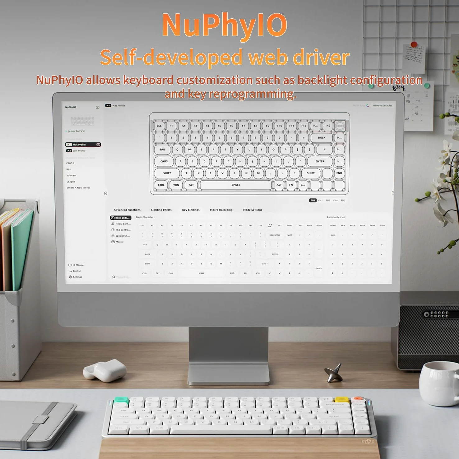 nuphy Air75 V3 Tastiera meccanica wireless sostituibile a caldo, 84 tasti, 75% tastiera a basso profilo personalizzata con manopola, retroilluminazione RGB, assemblata a giunto, compatibile con