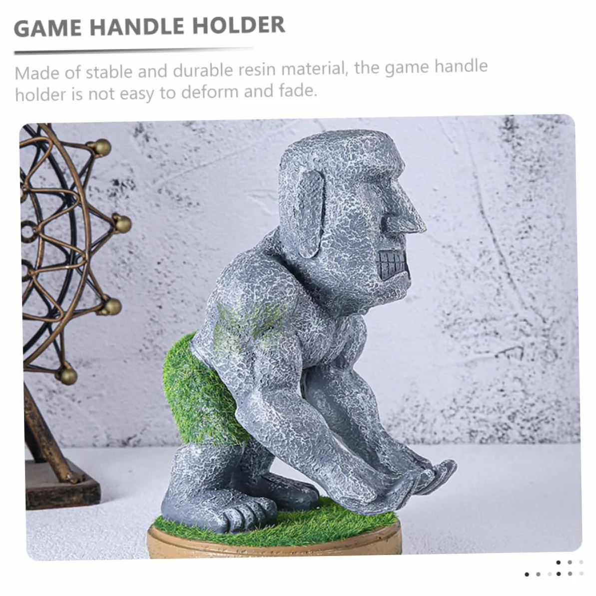 Tofficu Supporto Controller Gaming in Resina a Forma di Statua Moai, Multiuso e Durevole, per Desktop e Casa, Accessorio Postazione Gaming Originale