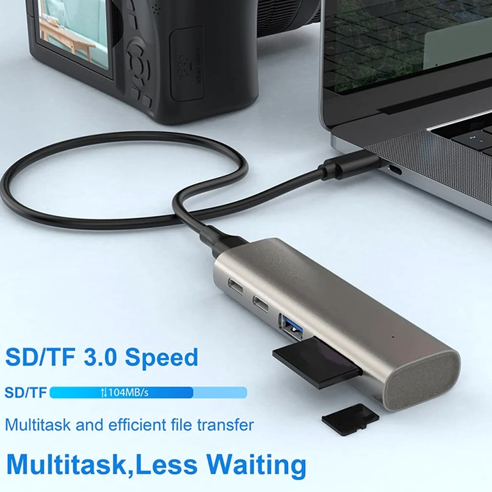 Adattatore Hub USB C in lega di alluminio USB C Splitter Hub a 6 porte 1 A 5 USB 3.1 Gen 2 Adattatore multi-porta per Notebook Desktop