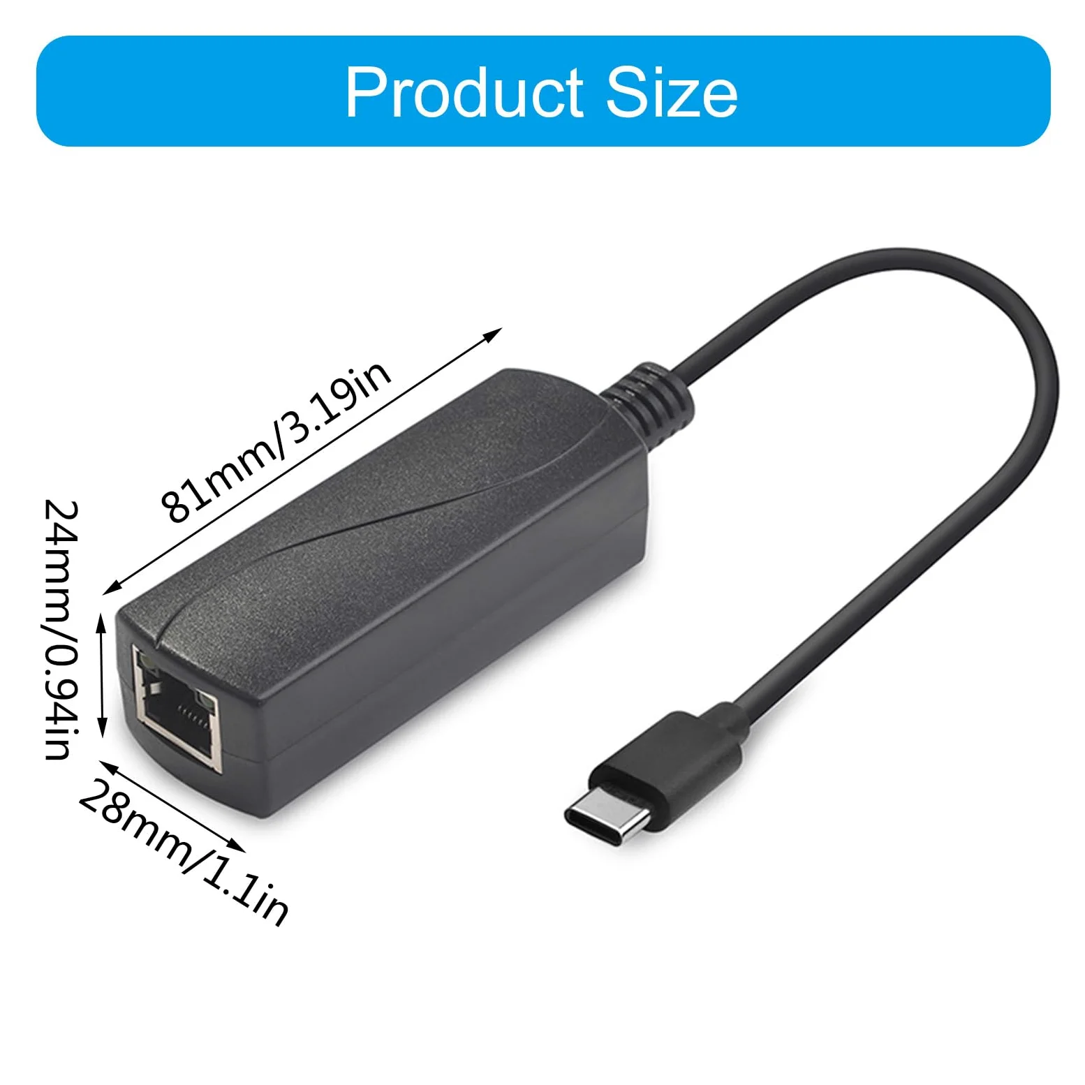 Adattatore Gigabit Power Over Ethernet a tipo C, 10/100/1000 Mbit/s, a banda larga, convertitore di ricarica per smartphone, tablet, Power over Ethernet