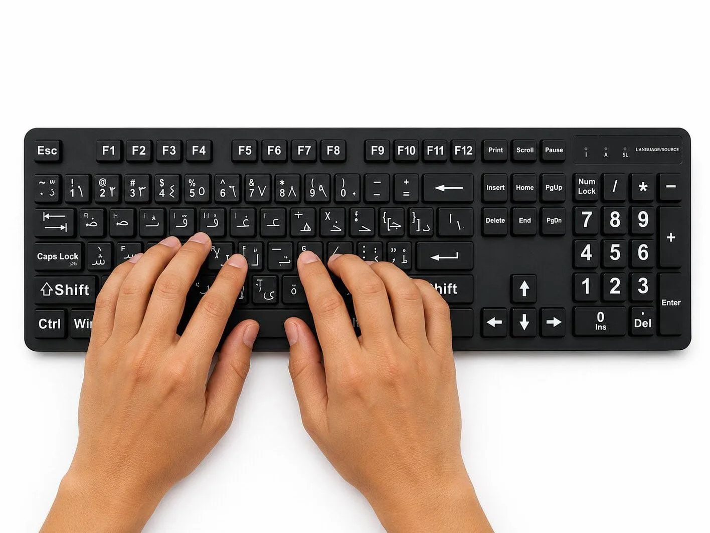 Tastiera araba con stampa grande, layout in lingua araba, tastiere USB cablate per computer per ipovedenti e ipovedenti.