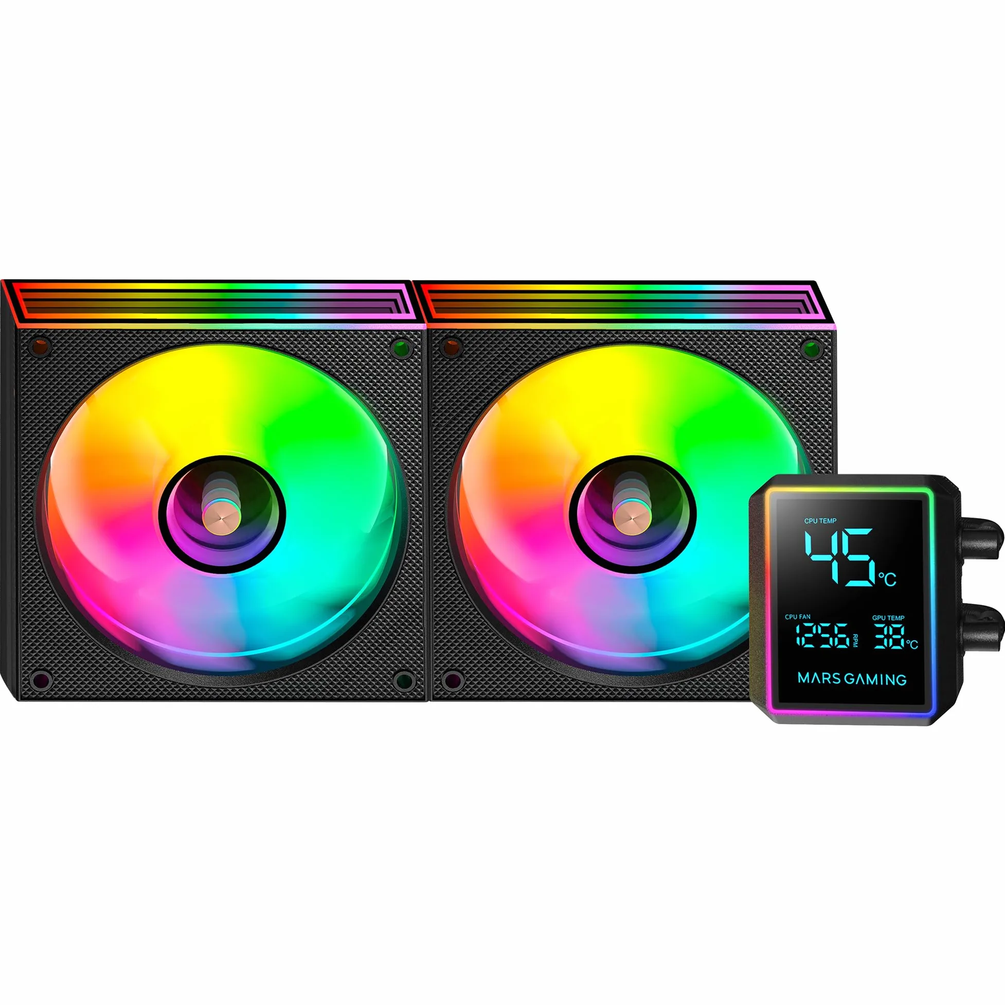 Mars Gaming ML-LCDPRO240 Raffreddamento Liquido AIO 500W TDP, Schermo LCD 2,8" Multimonitor, Pompa 4ª Gen Opti-Chamber con Base in Rame, 2× Ventole 120 mm ARGB Infinity Mirror, Nero