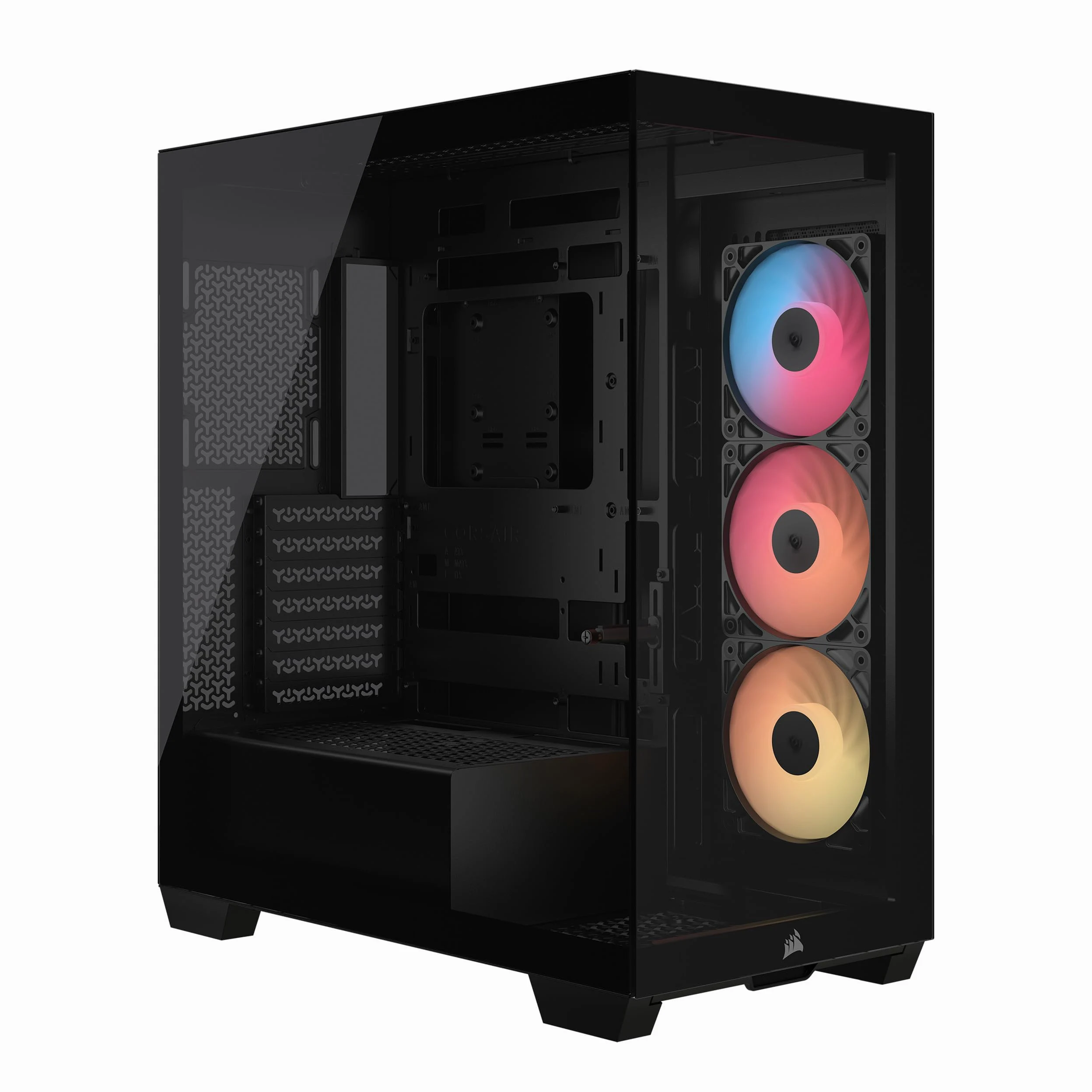 CORSAIR 3500X RS-R ARGB Case PC Mid-Tower Panoramico – 3 Ventole RS120-R ARGB Preinstallate, Compatibile con Fino a 10 Ventole da 120 mm, Scheda Madre con Connessione Inversa Compatibile – Nero
