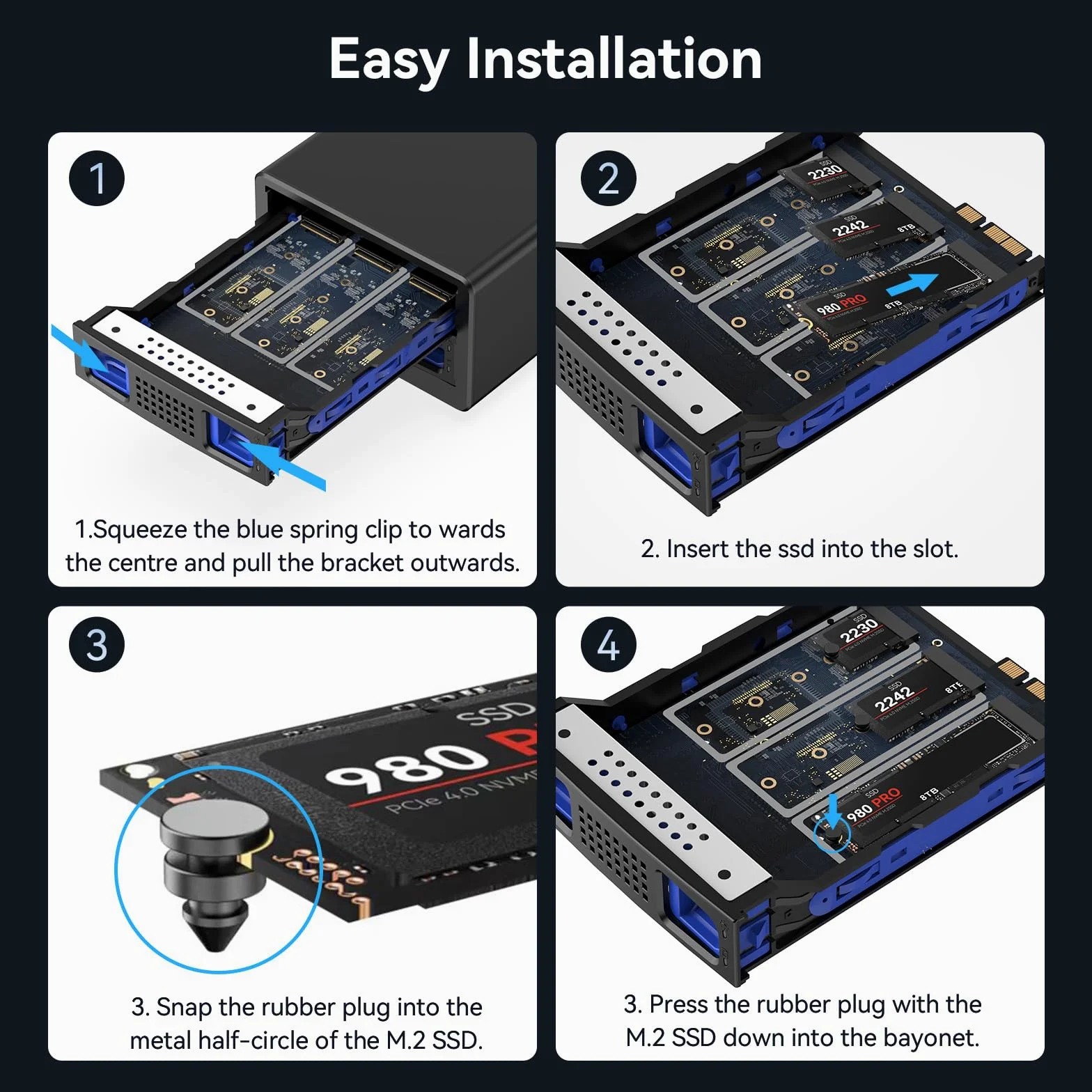 CENMATE 6 Bay NVMe M.2 Enclosure USB3.2 10Gbps SSD Enclosure per M/M+B Key in 2230/42/60/80/110 con Cavo USB CC e AC, Case M.2 SSD con 1*USB-HOST, Capacità 48TB(NO RAID/NAS)