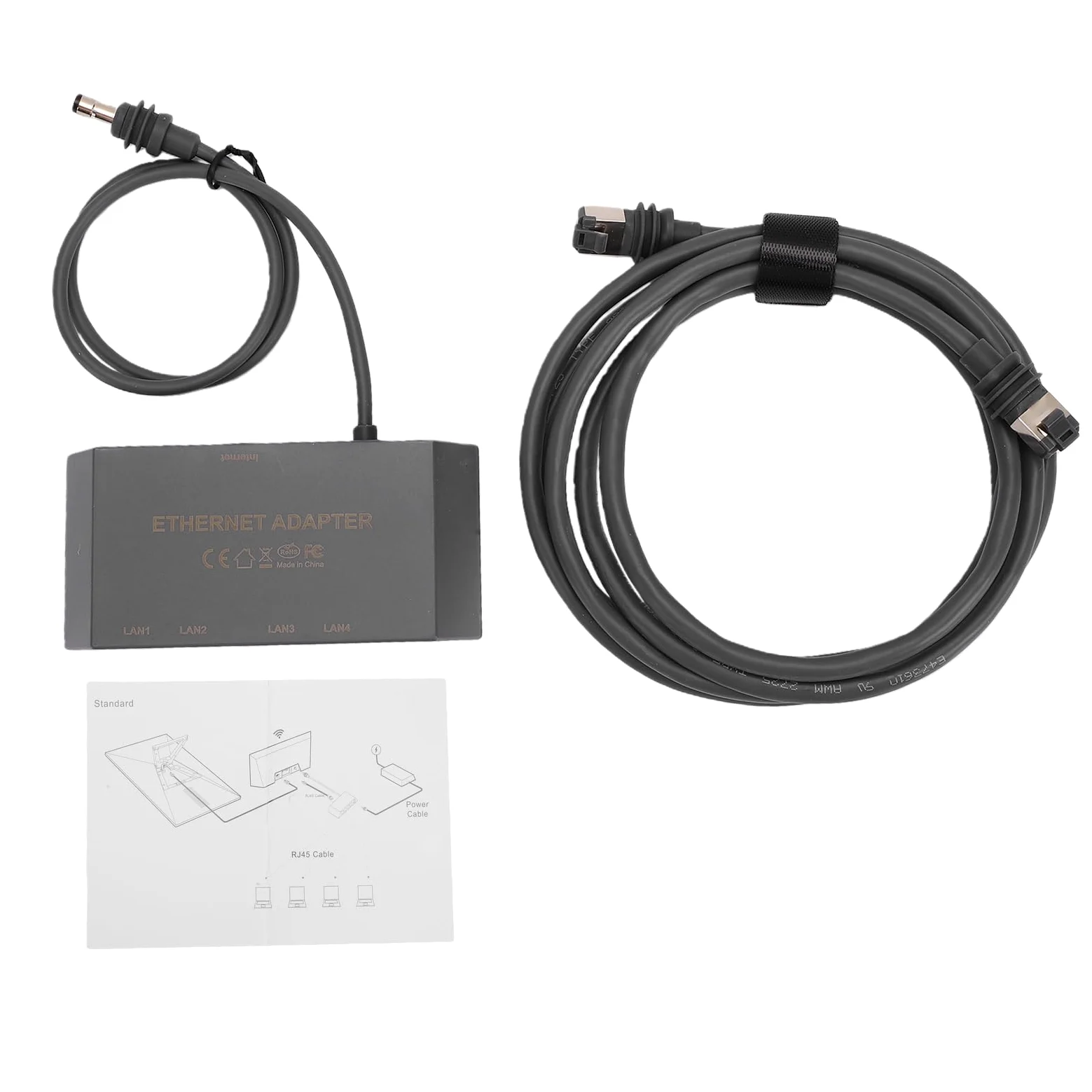 Tnfeeon Adattatore Ethernet Satellitare, Hub di Rete a 4 Porte, Connessione | Materiale ABS, Plug and Play, Cavo Cat 5e Incluso, per Casa, Ufficio e