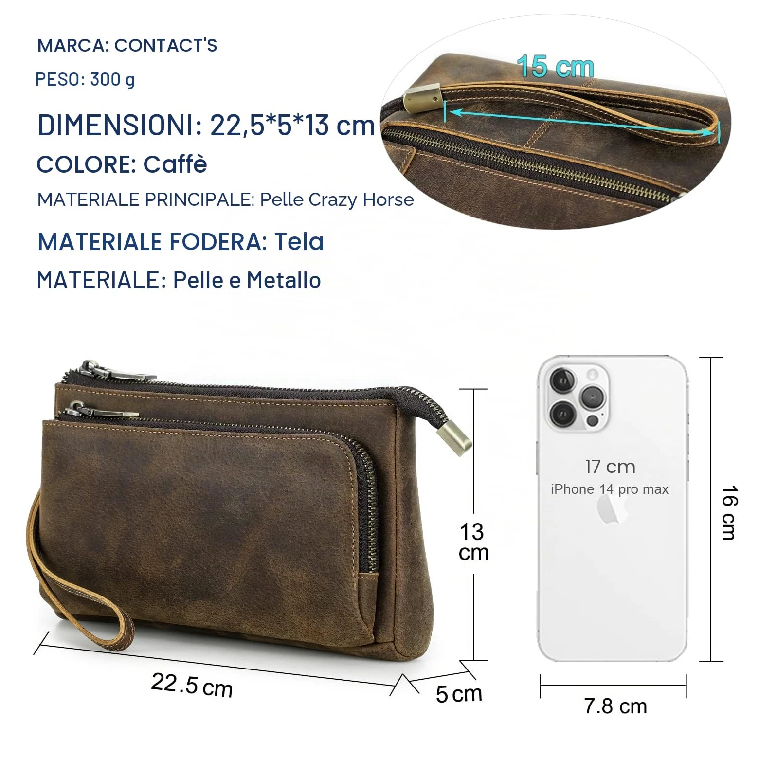 CONTACT'S FAMILY Borsa Organizer Elettronica, Accessori Tecnologici, Borsa Organizer per Cavi da Viaggio (Caffè)