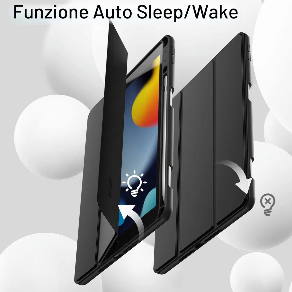 JETech Custodia per iPad 10,2 Pollici Modello 2021/2020/2019 (9a/8a/7a Generazione) con Portapenne, Cover Tablet Sottile con Retro in Morbido TPU con Auto Svegliati/Sonno (Nero)