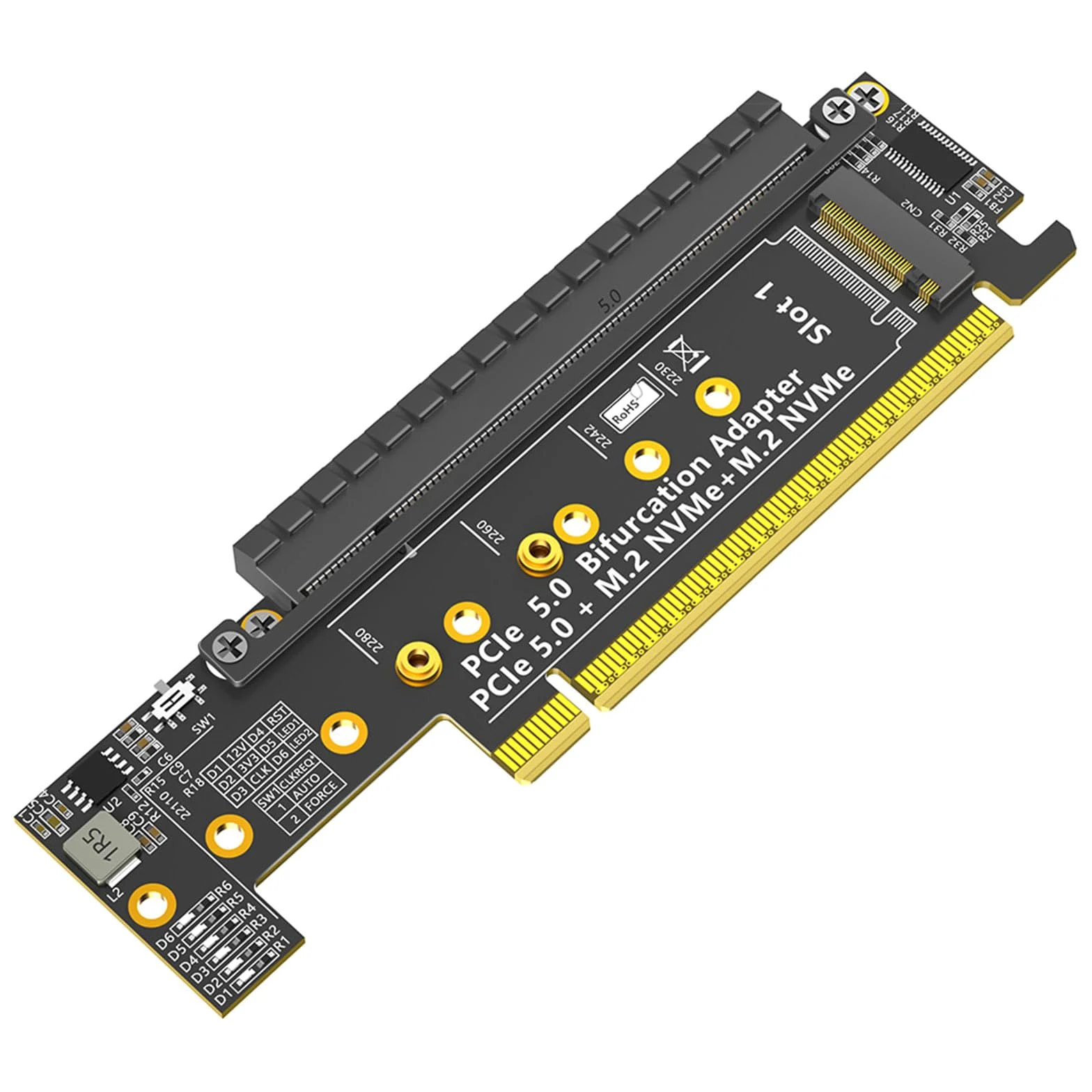 Efficiente PCIe 16X 5.0 Doppio NVMe Scheda Adattatori per Desktop Facile Installa e Trasferimento Dati A 32Gbps Thermals Adattatori