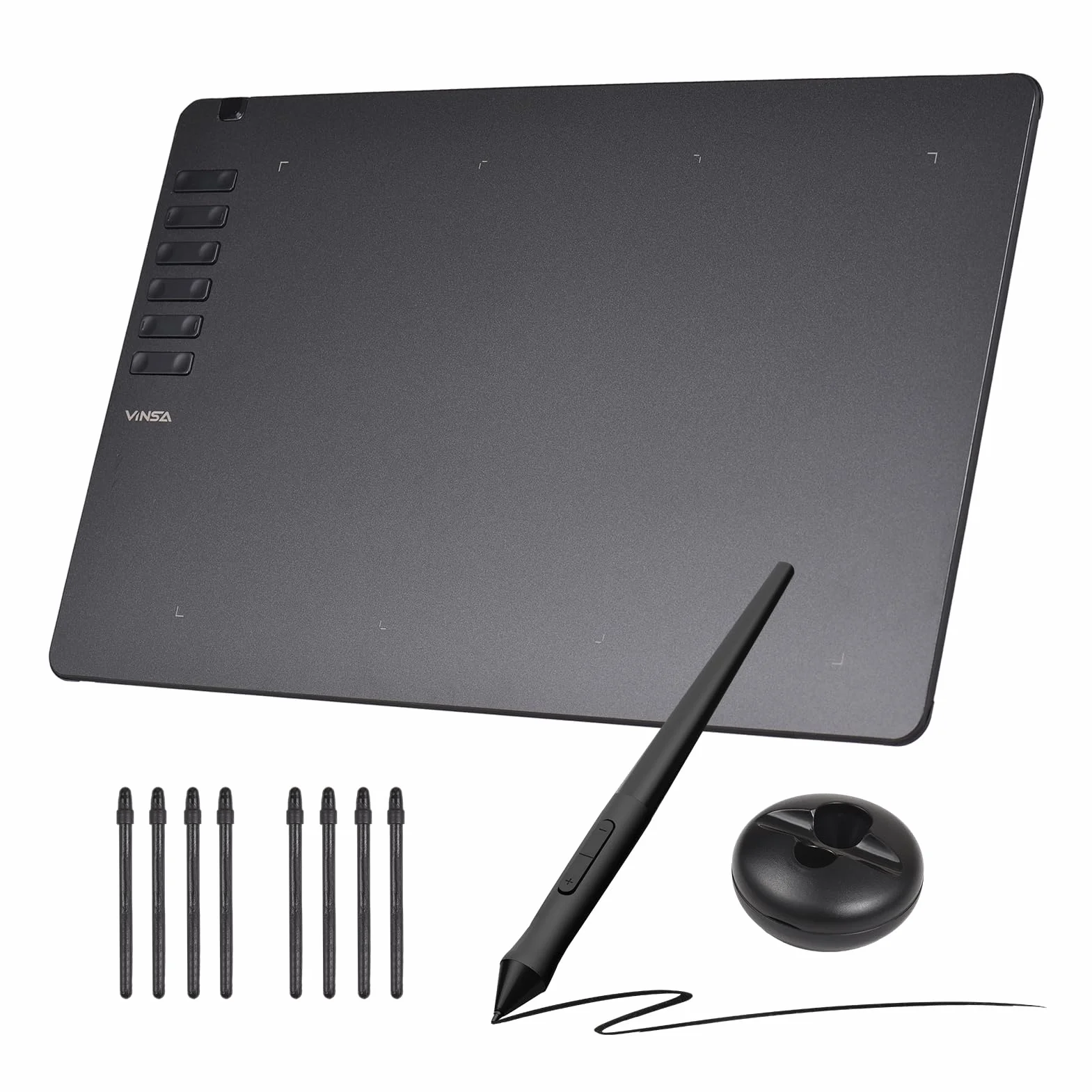 Tavoletta Grafica Tavoletta Grafica 9,8 X 6,1 Pollici Stilo Senza Batteria 16384 Pressione 10 Tasti di Scelta Rapida USB C per Insegnamento e Principianti di Progettazione Artistica Digitale