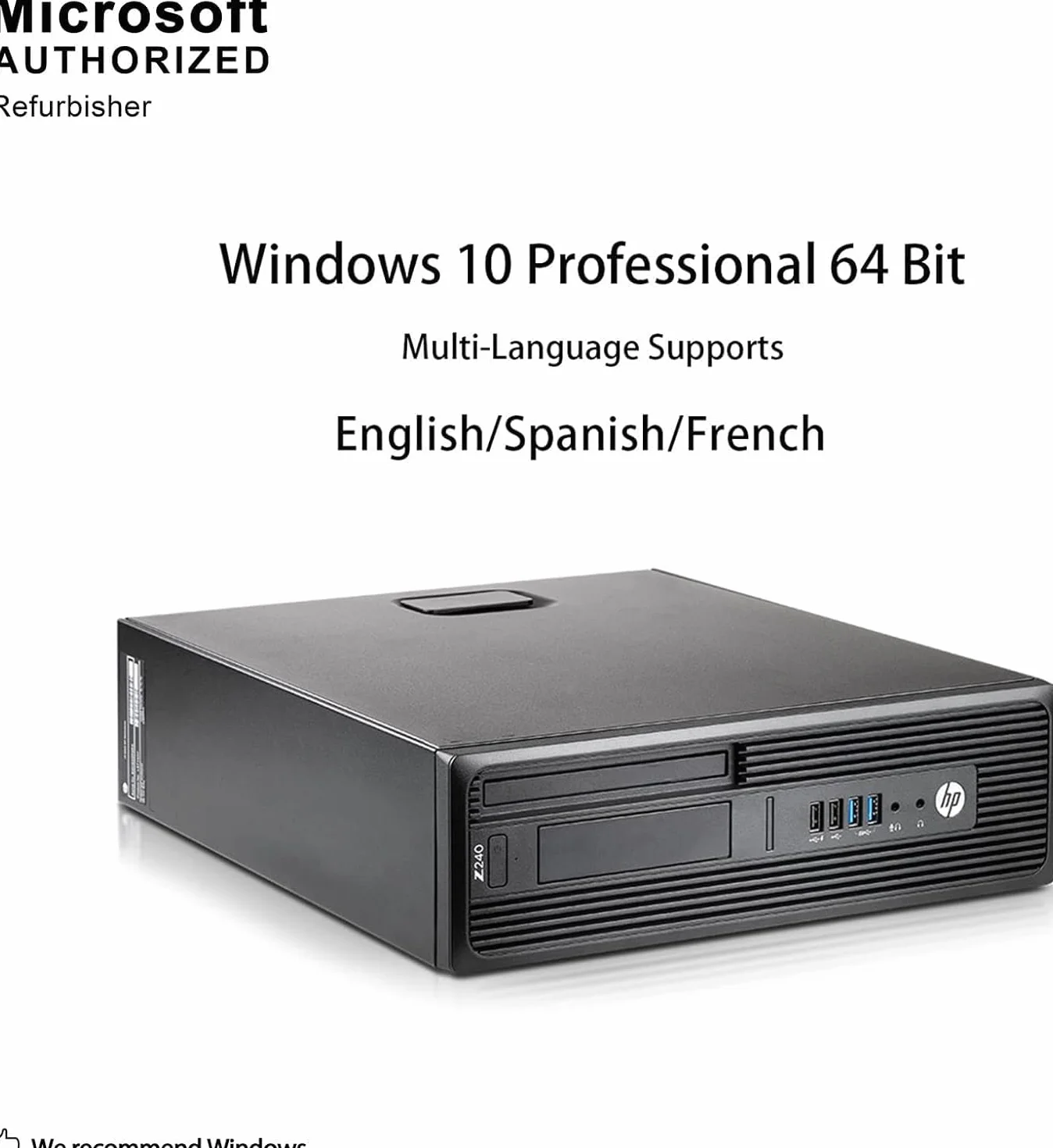 HP Z240 SFF Workstation Desktop PC, Intel Xeon E3-1230 v5, AMD Firepro W2100 2 GB, RAM 16 GB, SSD 512 GB, WiFi, Bluetooth, tastiera USA, Windows 11 Pro (ricondizionato)