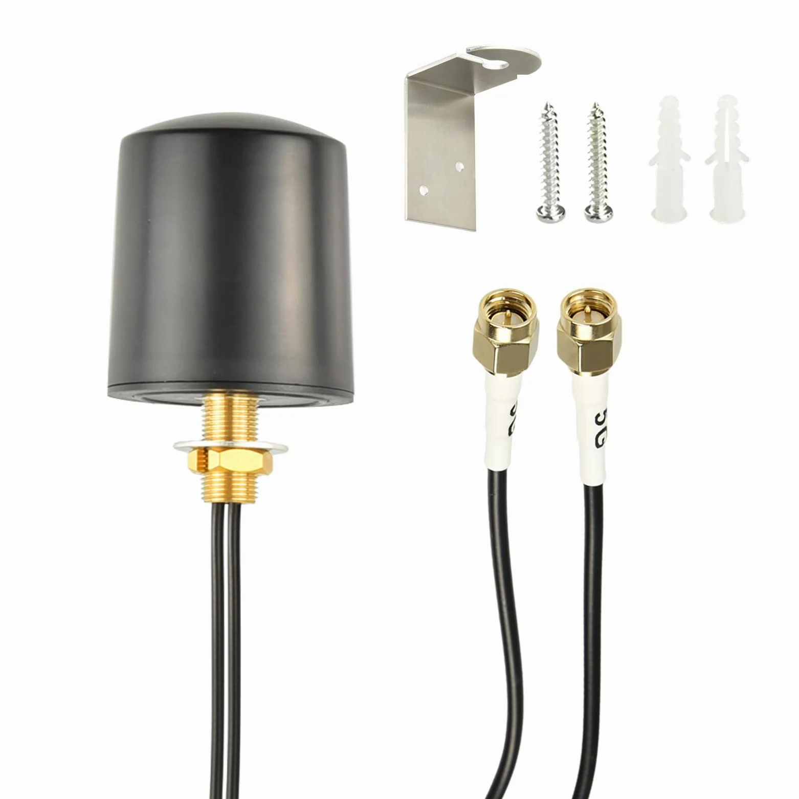 Antenna Esterna 4G 5G MIMO Omnidirezionale 600-6000 MHz 5 dBi con 5m Cavo Coassiale LOW LOSS e Connettori Dual-SMA, per Fibra Mobile, Router 4G/5G, WiFi, IoT, Casa e Ufficio