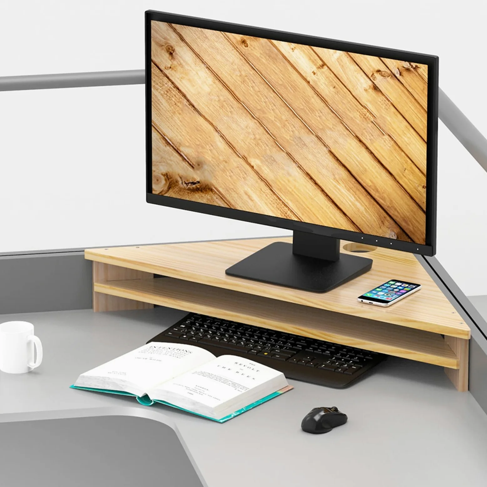supporto da scrivania per computer, Supporto for monitor angolare a 2 livelli