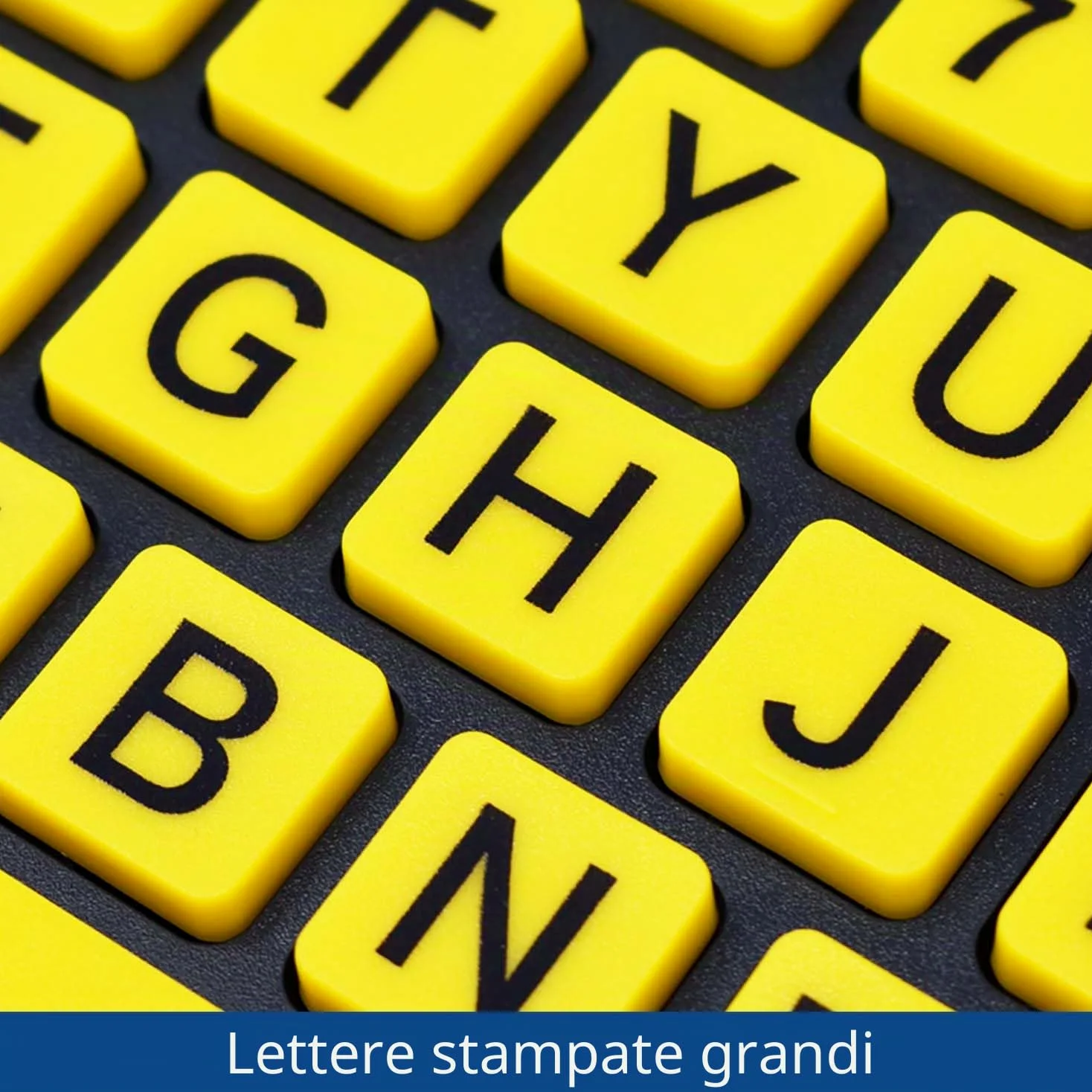 Tastiera grande per stampa – Giallo ad alto contrasto – USB cablata per ipovedenti e anziani – layout UK