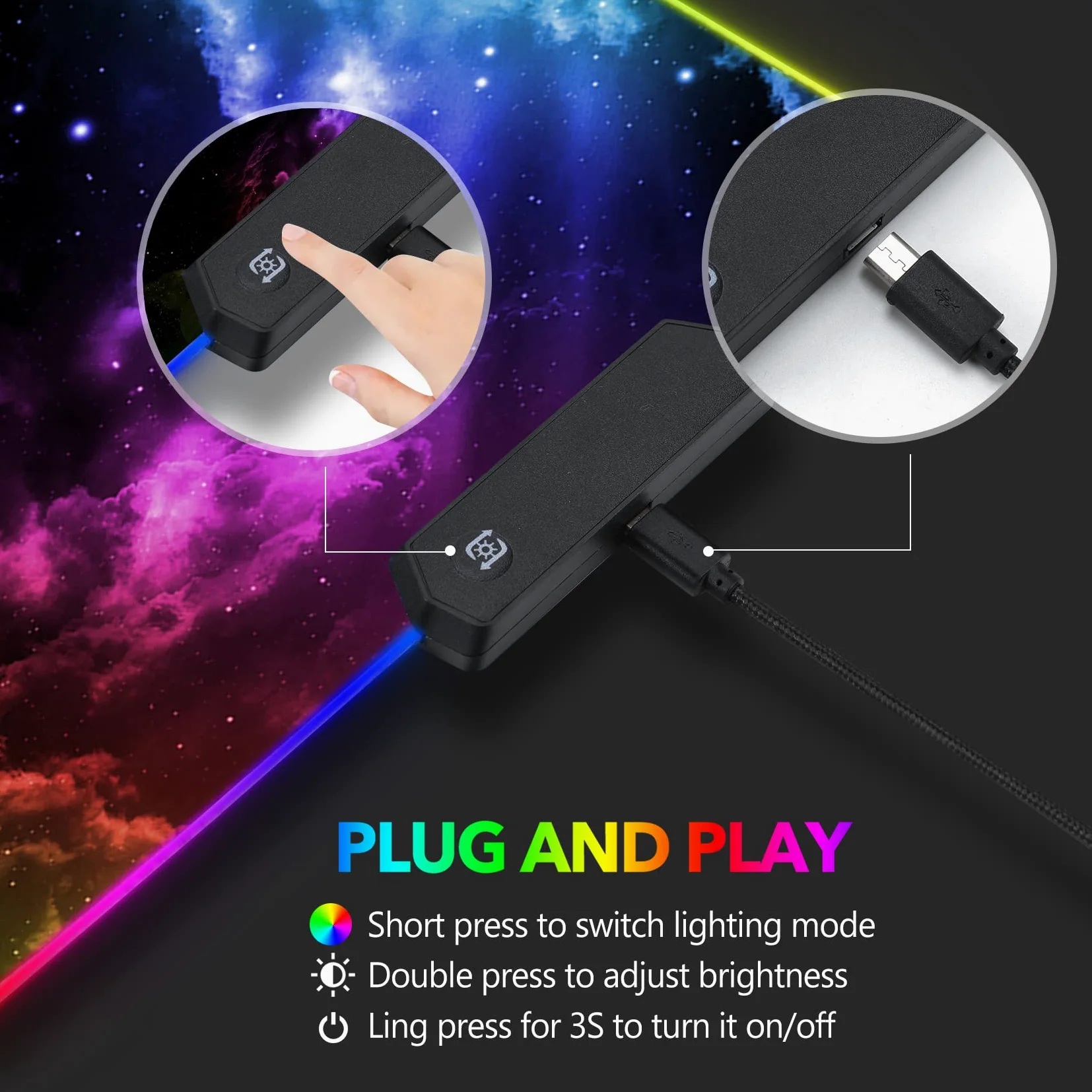 AIMSA Grande tappetino per mouse da gioco RGB, tappetino per mouse con tastiera LED esteso 89,9 x 40,1 cm, base in gomma antiscivolo con 14 modalità di illuminazione, grande tappetino da scrivania