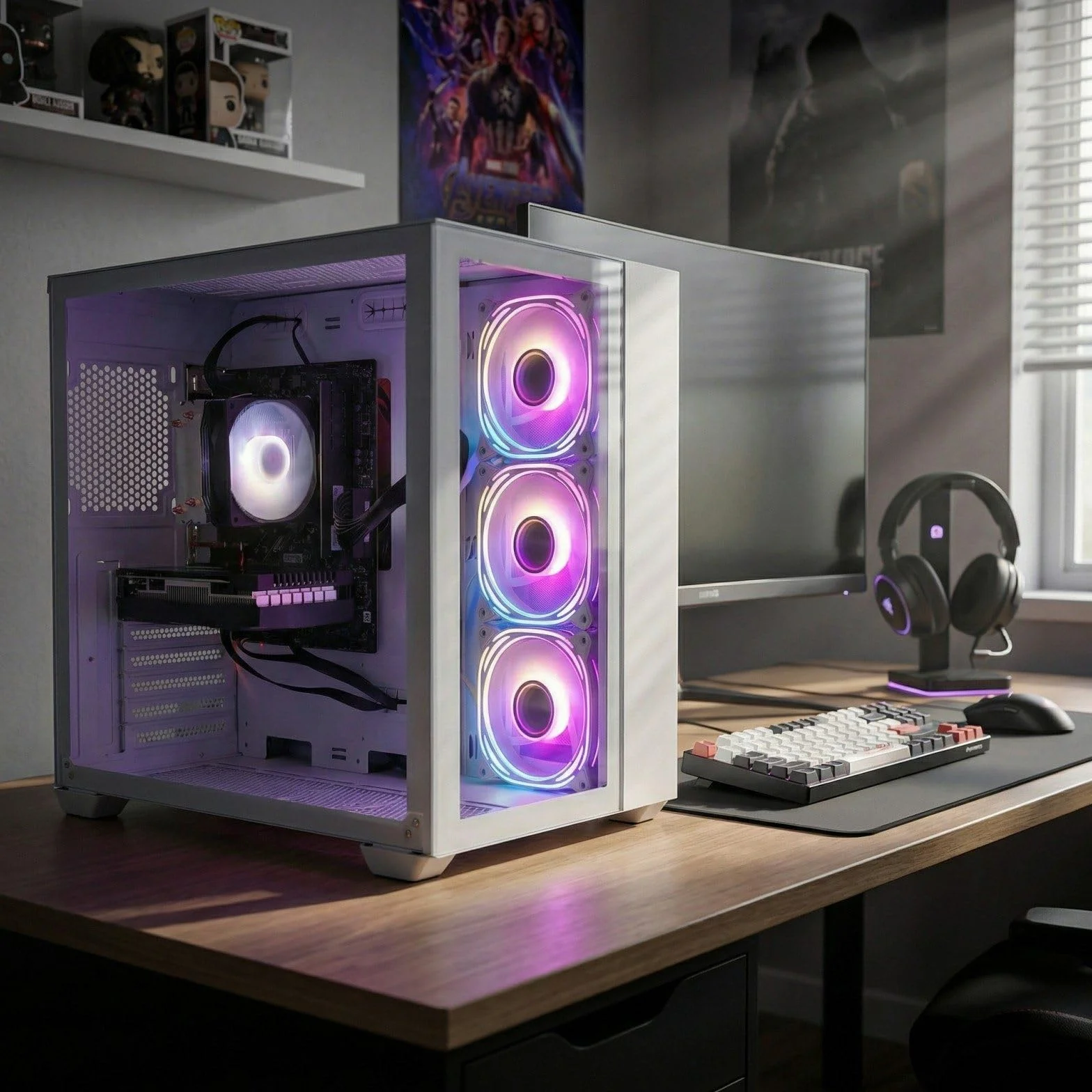 STGSivir PC Gaming Fisso, Computer Gaming, Ryzen 5 5500 fino a 4.2GHz，GeForce RTX 3050 6GB，32GB DDR4 RAM，1TB SSD，WIFI 6, BT 5.0，ventole RGB x3 Windows11 Pro