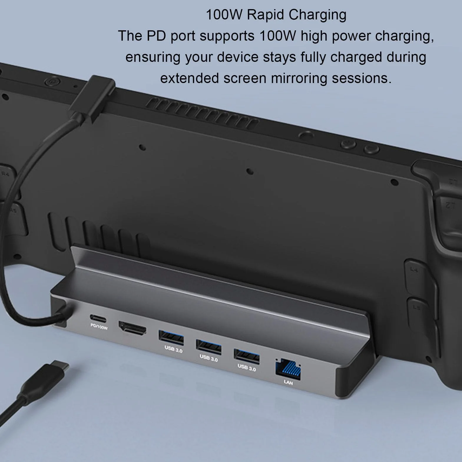 CCYLEZ Docking Station 6 in 1, Dock in Alluminio 4K a 60 Hz con Ricarica Rapida PD da 100 W, Gigabit Ethernet, 3 Porte USB 3.0, Hub HDMI Portatile per Console di Gioco Portatili e