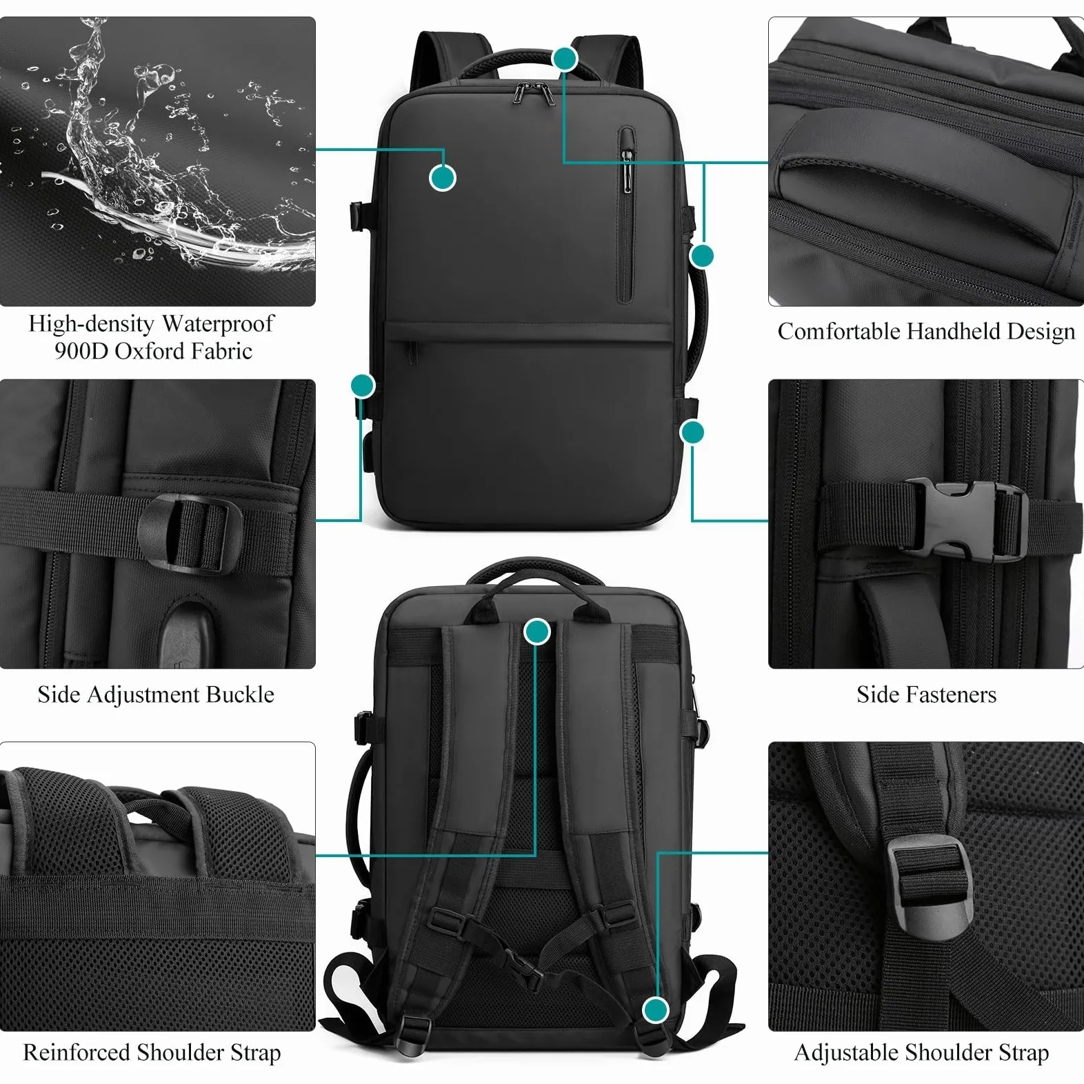 Long Keeper Zaino Viaggio Zaino per Portatile 15.6 Pollici Zaino Porta PC Impermeabile Zaino Lavoro Borse da Viaggio Cabina Uomo Donna con Porta di Ricarica USB