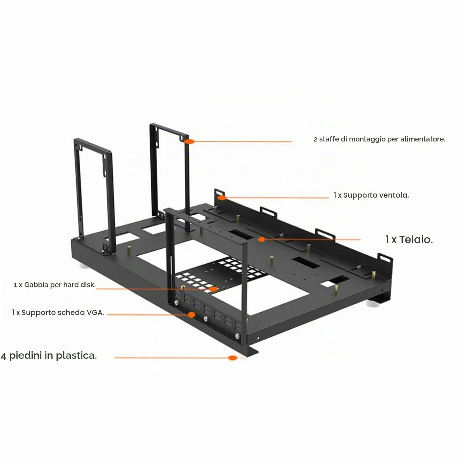 Rack per Scheda Madre Aperto ATX per Computer, Chassis per Computer ATX, Custodia per Computer da Gioco Fai-da-Te in Acciaio, Rack per Scheda Madre del Computer ATX M ATX ITX