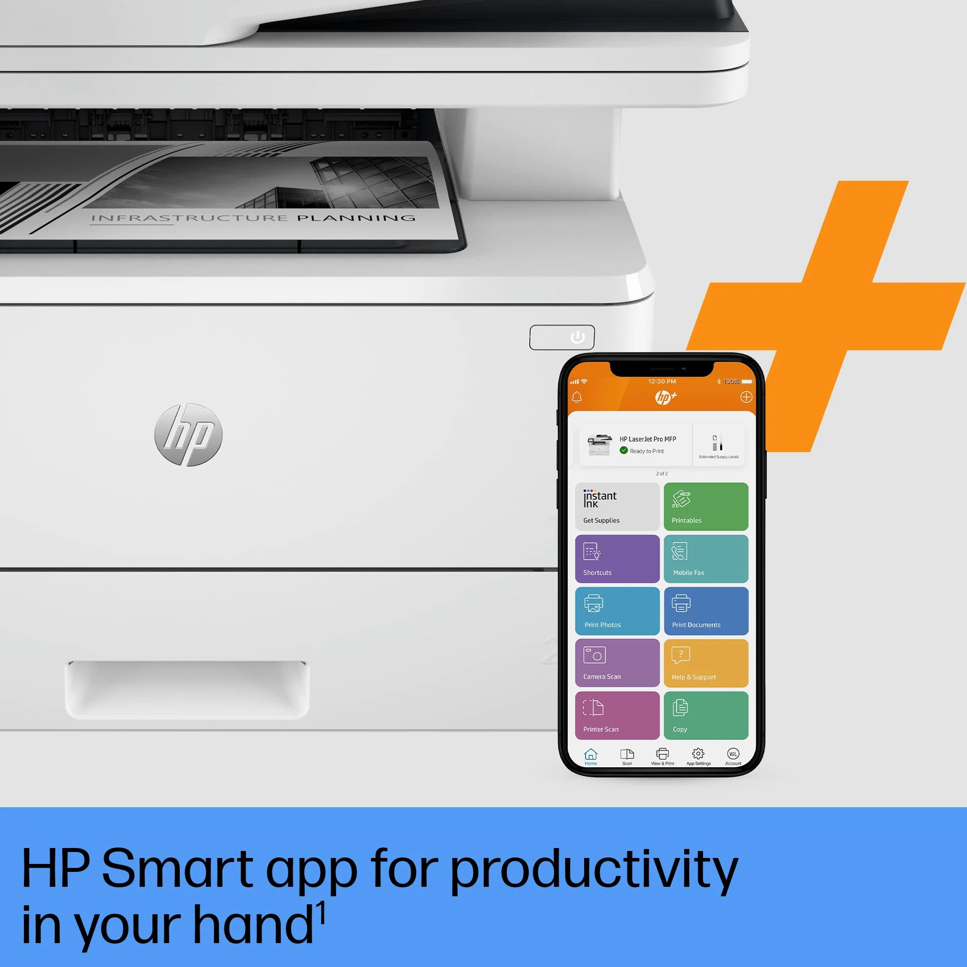 HP LaserJet Pro MFP 4102dwe 2Z622E, Stampante Multifunzione A4, Stampa Fronte e Retro Automatico in b/n, 42 ppm, USB Host, Wi-Fi, Ethernet, ADF, Smart, Bianca