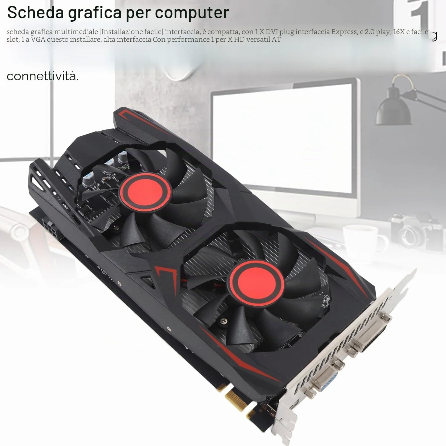 Tosuny Scheda di Computer Grafica, 6 GB GDDR5 192BIT 783/1566MHz PCIE 2.0 16x Scheda Grafica da Gioco, Ventola di Raffreddamento a Doppio Raffreddamento e Interfaccia DVI VGA, per PC
