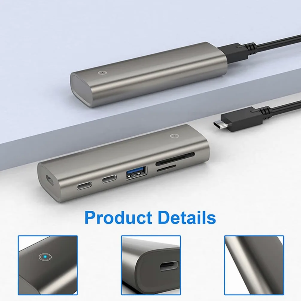 Adattatore Hub USB C in lega di alluminio USB C Splitter Hub a 6 porte 1 A 5 USB 3.1 Gen 2 Adattatore multi-porta per Notebook Desktop
